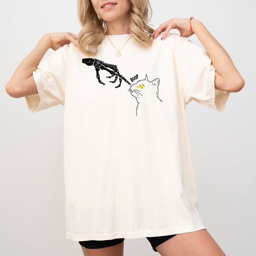Boop Cat Skeleton Ghost Witch Skull Aesthetic Halloween Meme Spooky Comfort Colors Tee