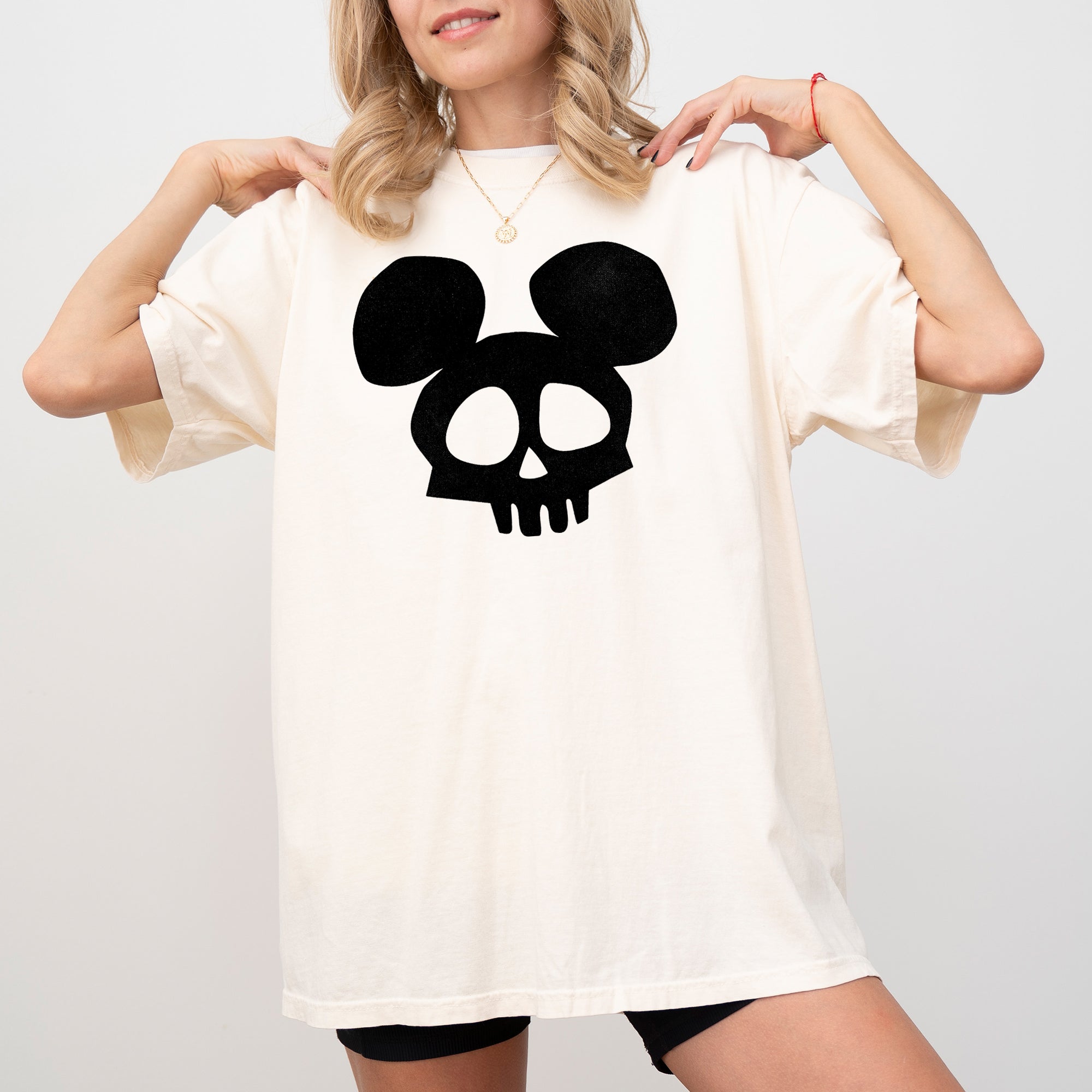 Mouse Ears Skeleton Ghost Witch Skull Spooky Meme Halloween Costume Comfort Colors Tee