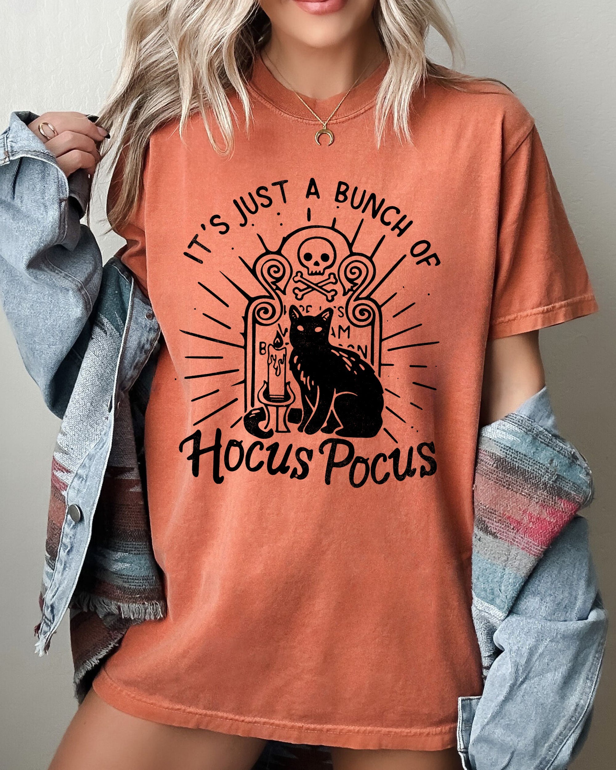 Hocus Pocus Skeleton Cat Ghost Witch Skull Spooky Halloween Costume Comfort Colors Tee