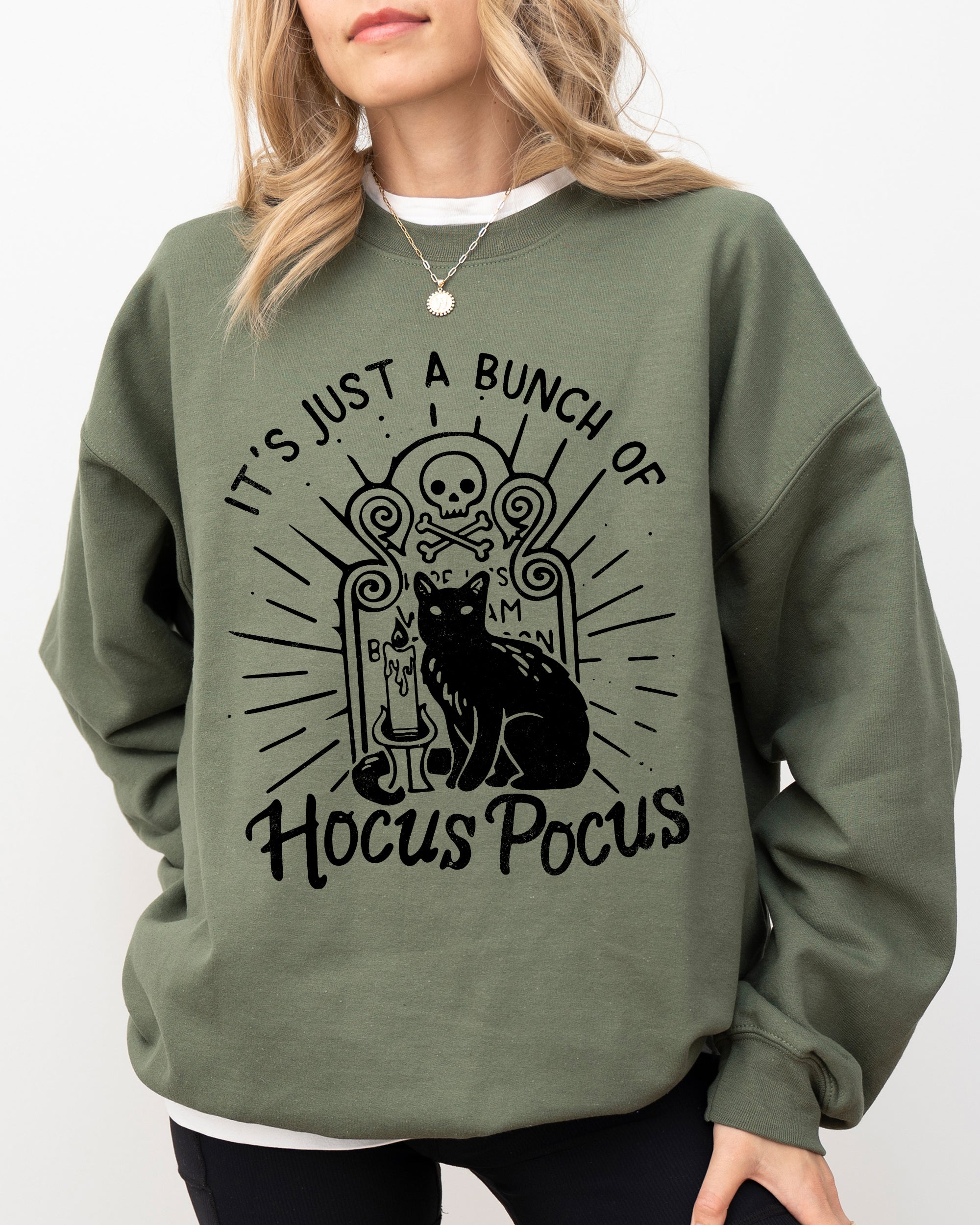 Hocus Pocus Skeleton Cat Ghost Witch Skull Spooky Meme Halloween Night Parade Costume Sweatshirt