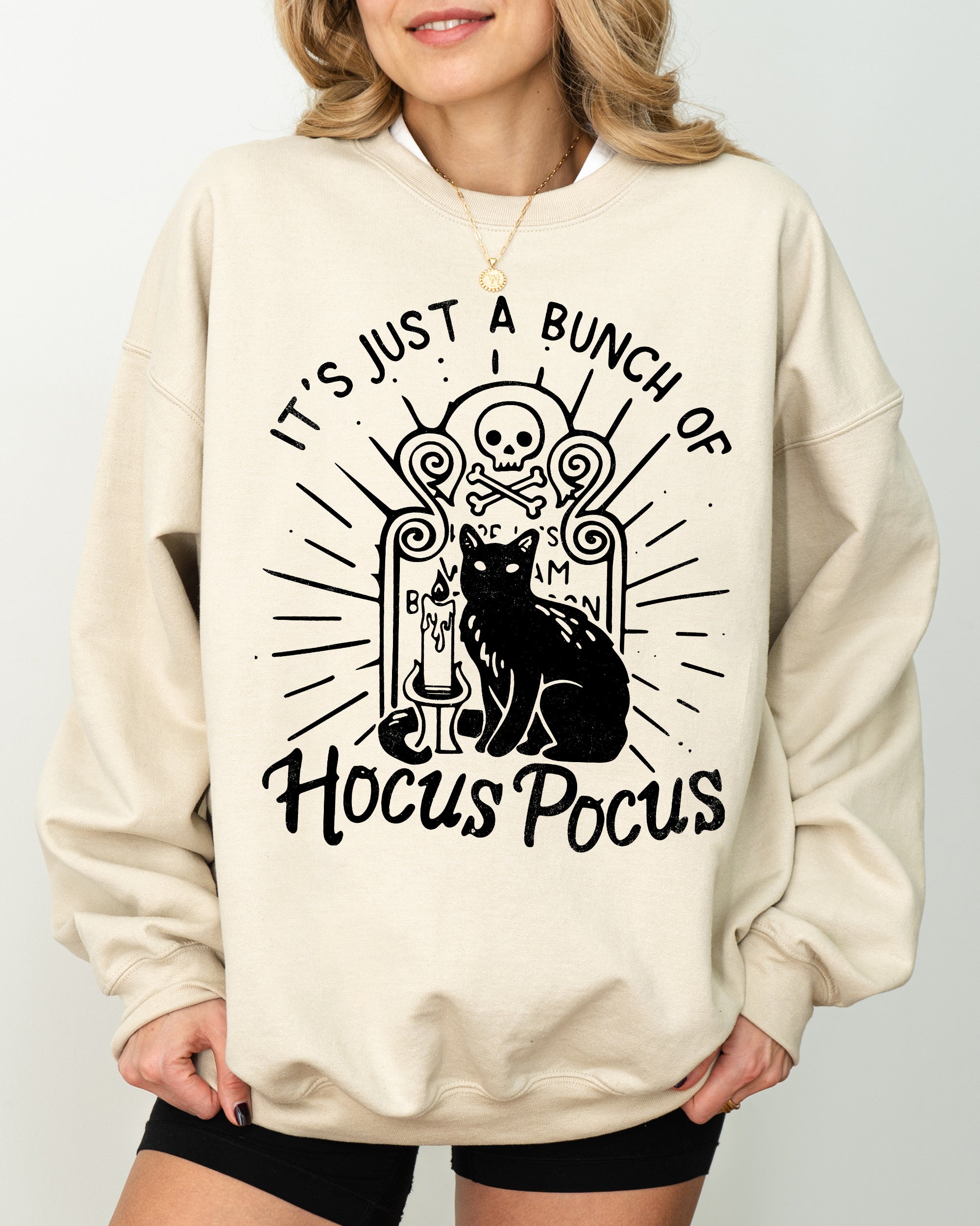 Hocus Pocus Skeleton Cat Ghost Witch Skull Spooky Meme Halloween Night Parade Costume Sweatshirt