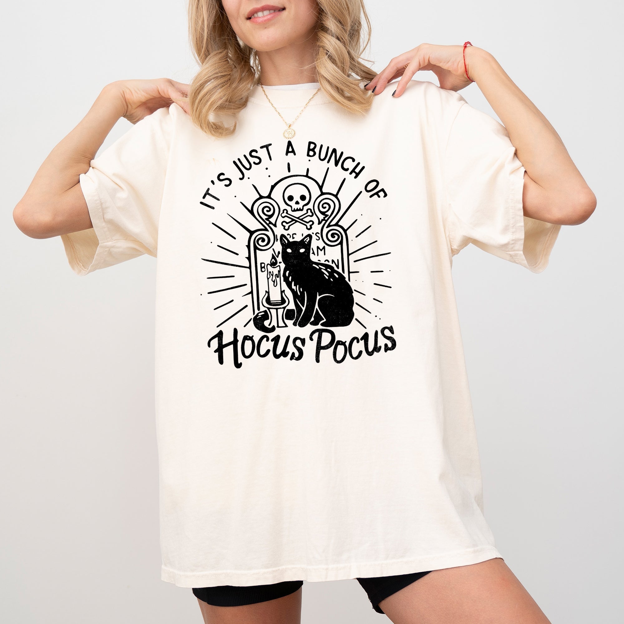 Hocus Pocus Skeleton Cat Ghost Witch Skull Spooky Halloween Costume Comfort Colors Tee