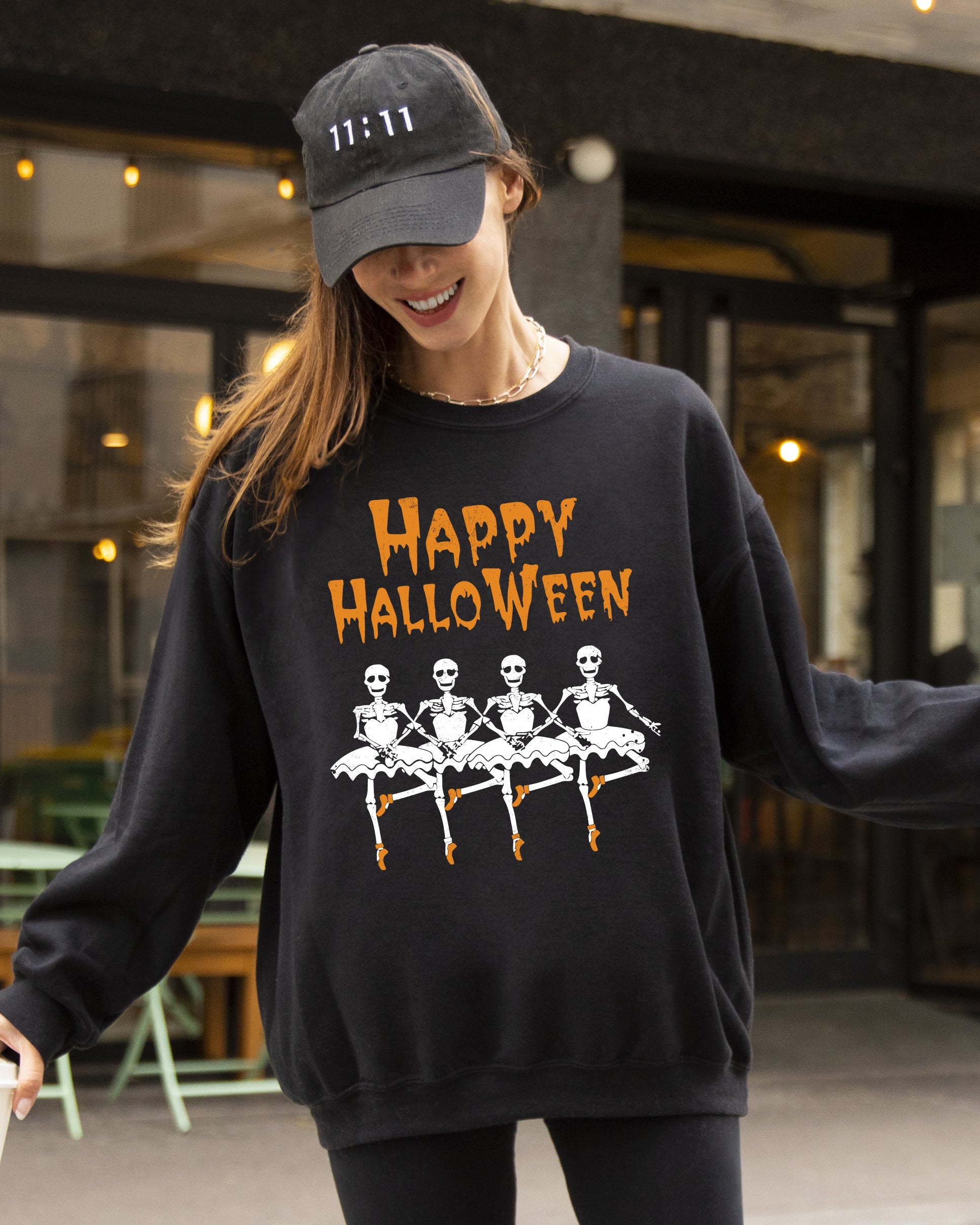 Happy Halloween Dancing Skeletons Ghost Witch Skull Spooky Costume Legend Sweatshirt