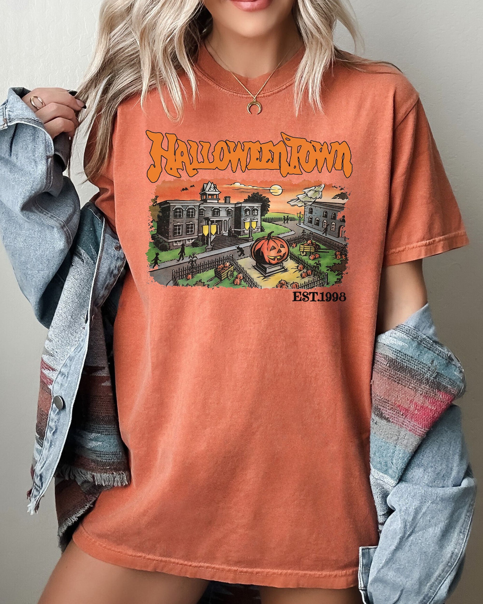 Halloweentown Horror Movie Skeleton Ghost Witch Skull Spooky Meme Halloween Costume Comfort Colors Tee
