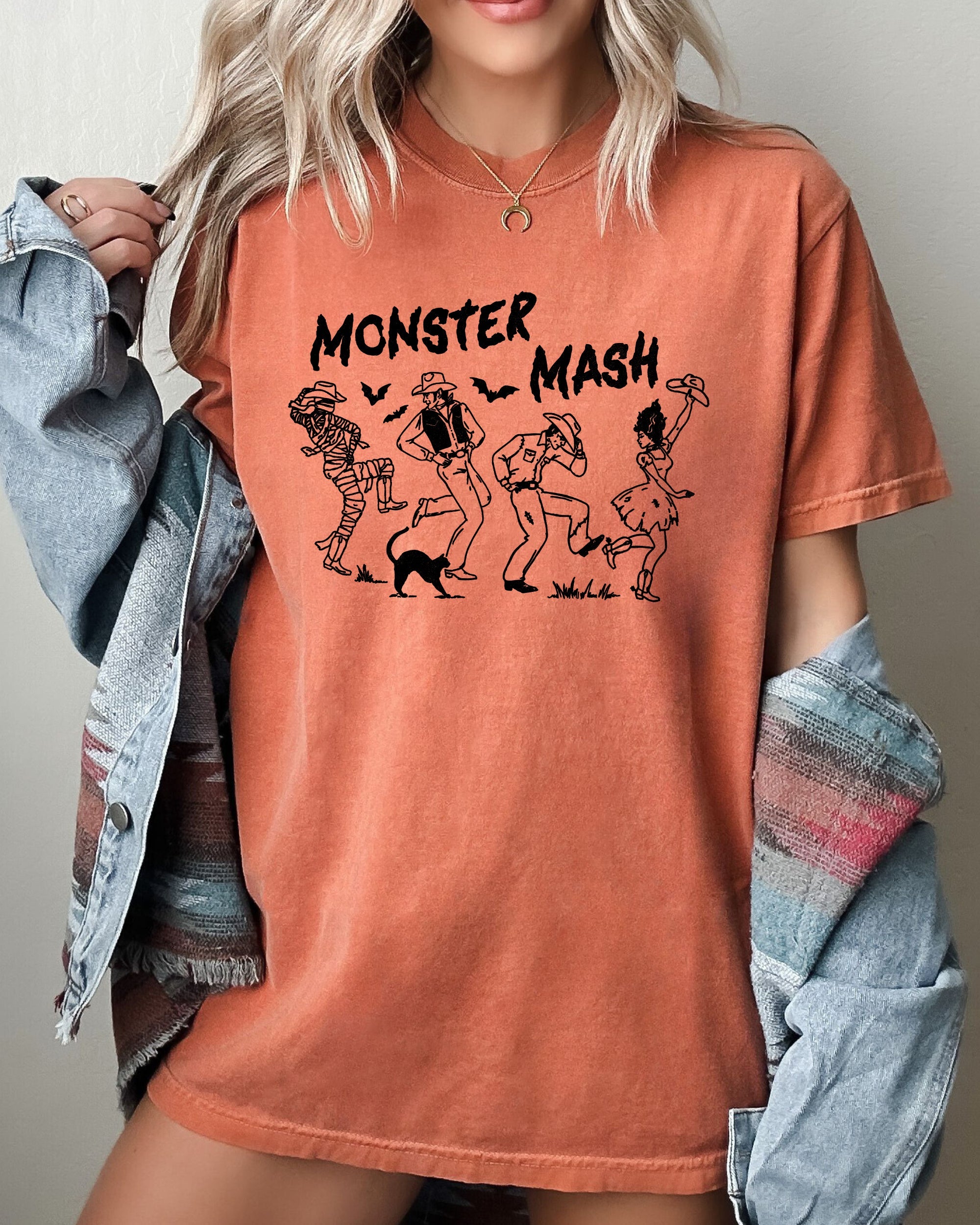 Monster Mash Skeleton Ghost Witch Skull Spooky Aesthetic Meme Halloween Costume Comfort Colors Tee