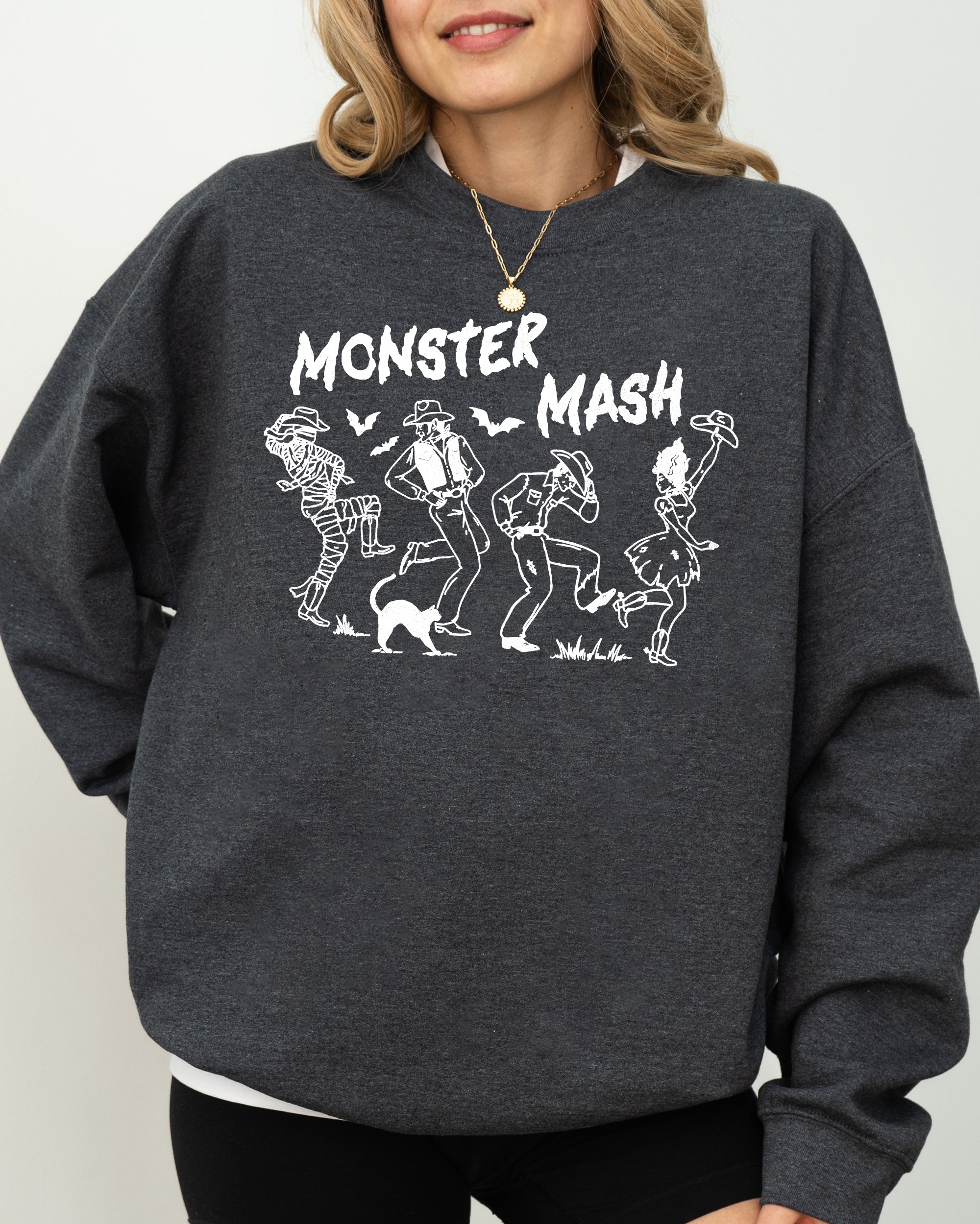 Monster Mash Skeleton Ghost Witch Skull Spooky Aesthetic Meme Halloween Costume Sweatshirt