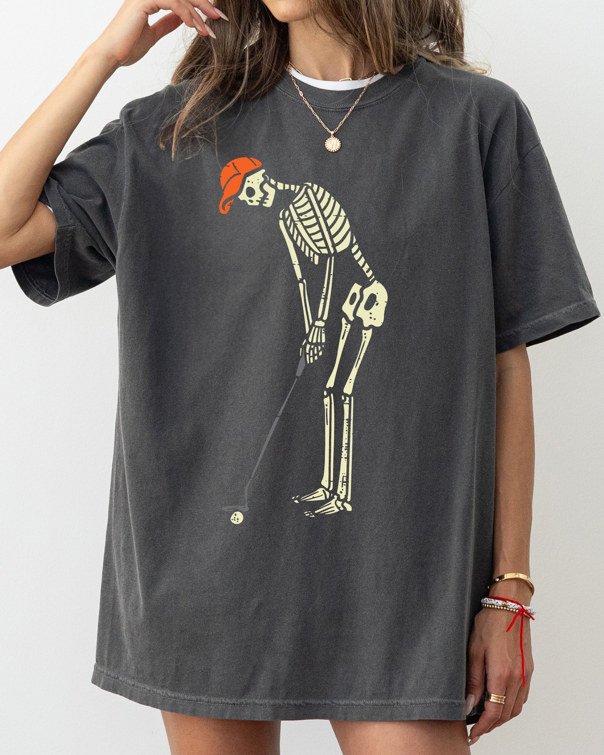 Golf Player Skeleton Ghost Witch Skull Spooky Aesthetic Meme Halloween Comfort Colors Tee