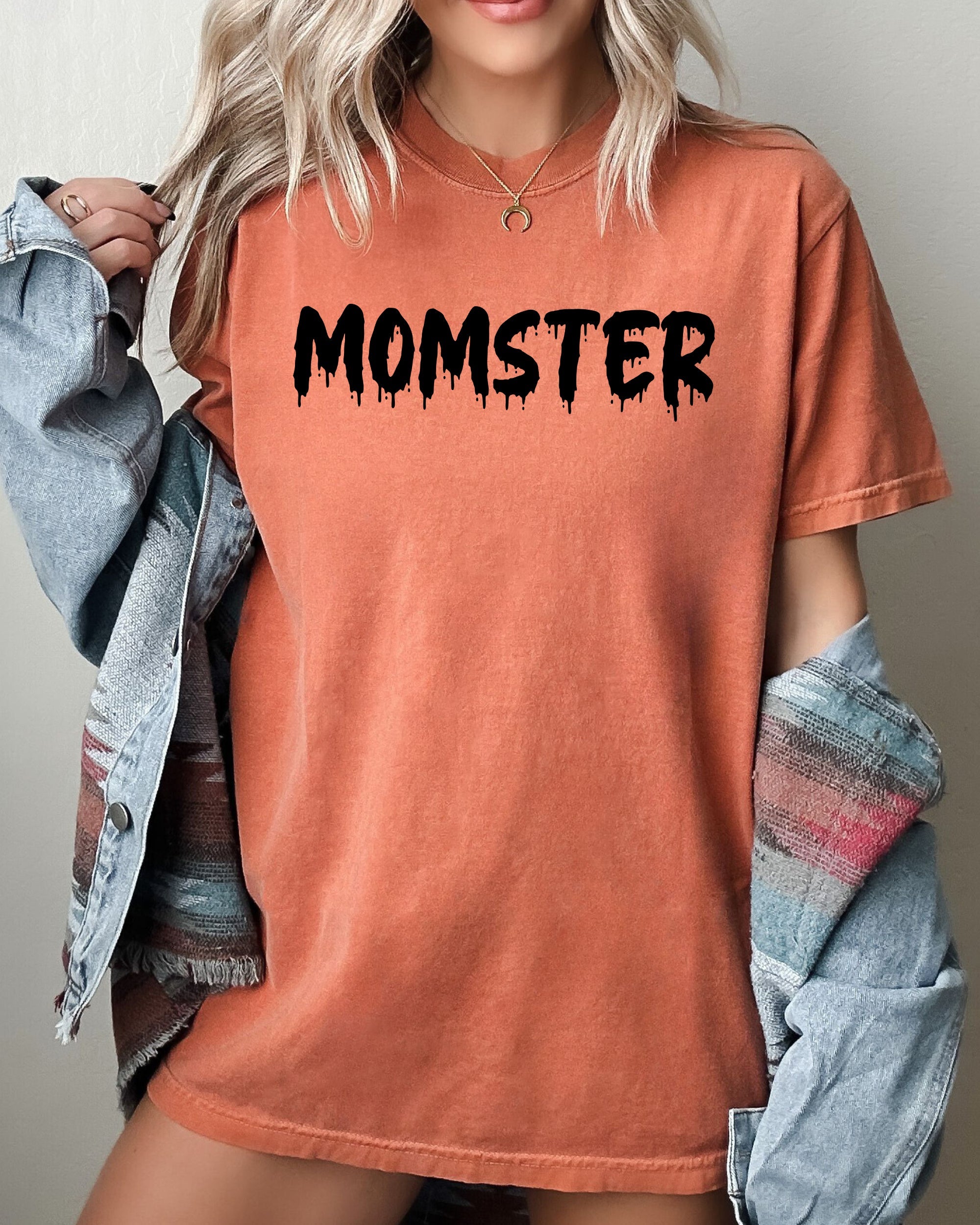 Momster Graphic Skeleton Ghost Witch Skull Meme Halloween Costume Comfort Colors Tee