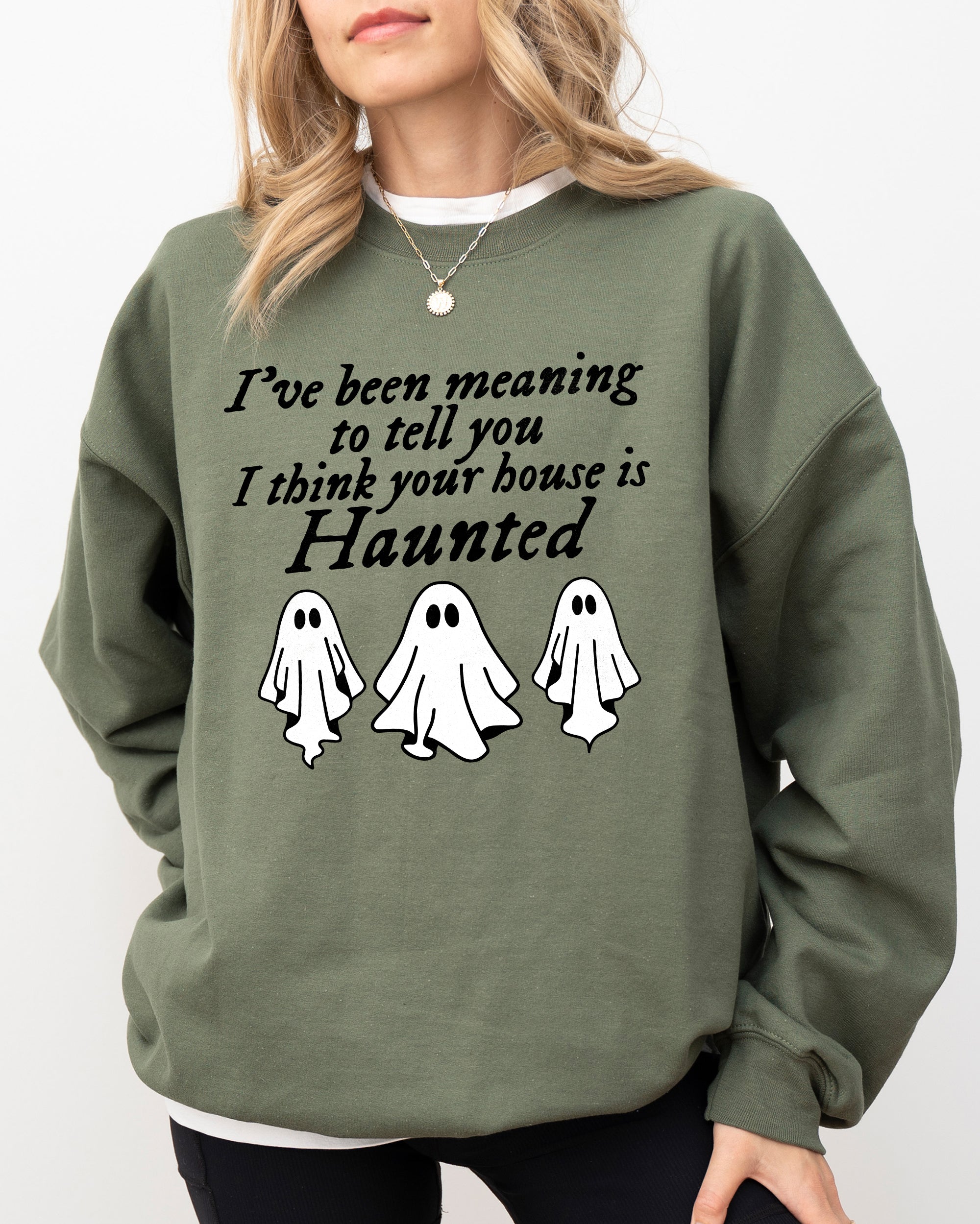 Mini Ghosts Haunted House Skeleton Witch Skull Spooky Halloween Meme Costume Sweatshirt