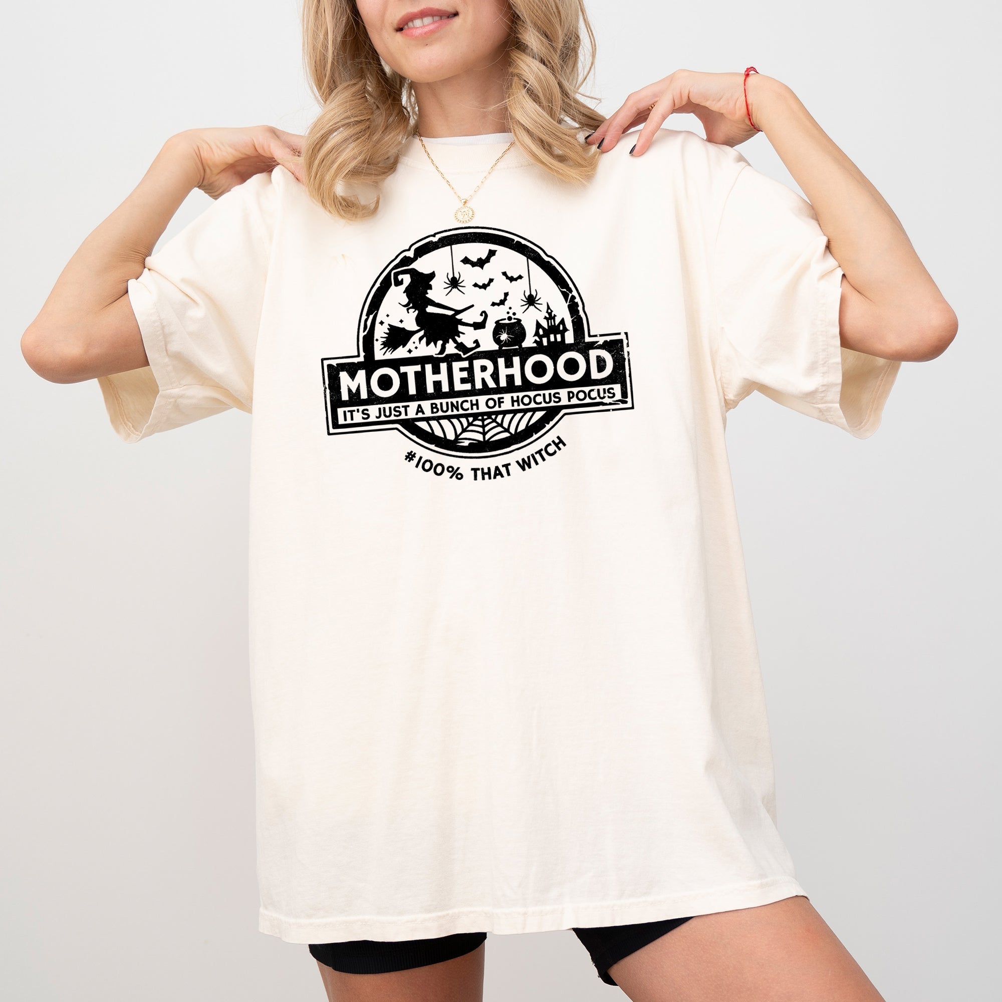Motherhood Witch Ghost Skull Spooky Meme Halloween Costume Graphic Comfort Colors Tee