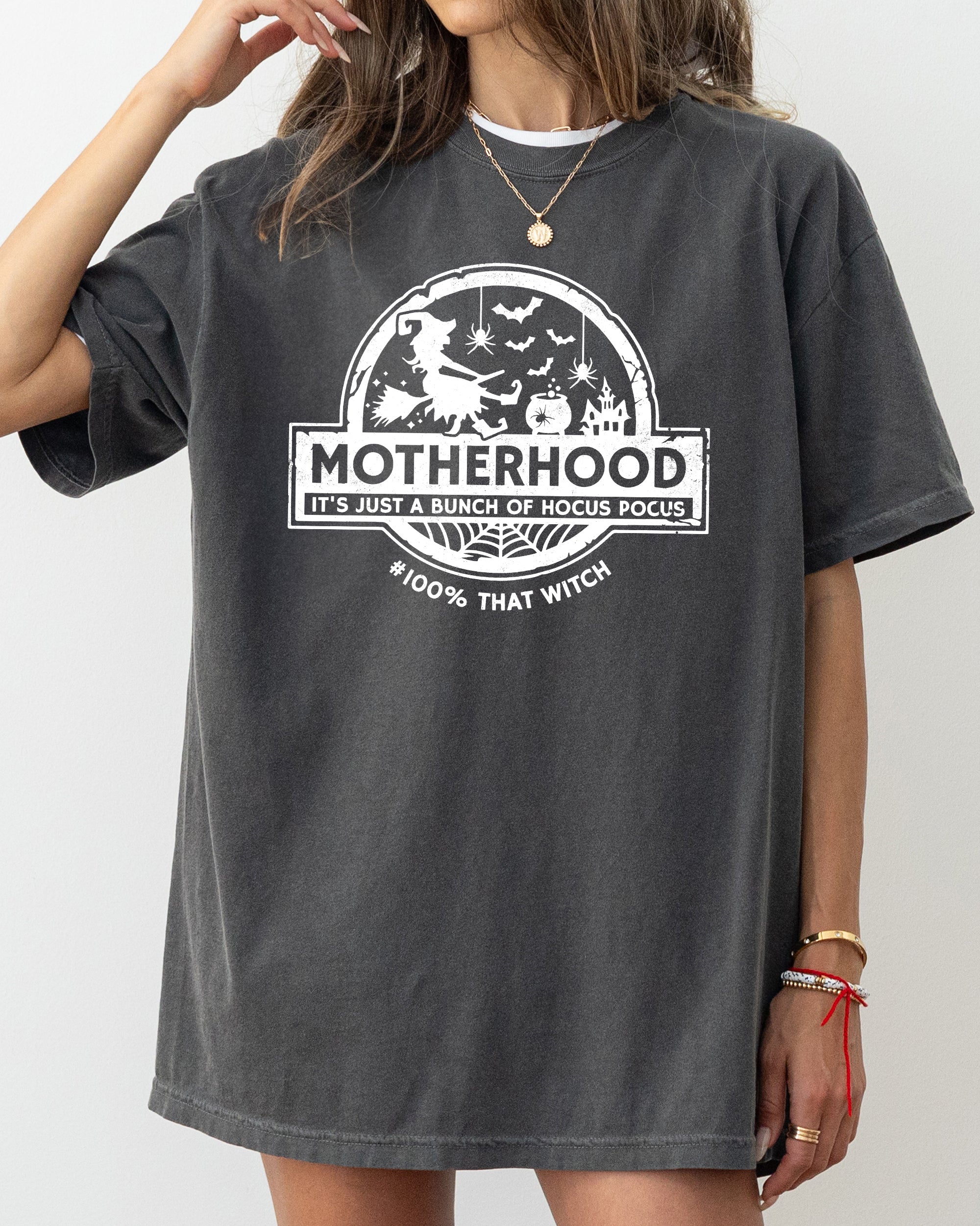 Motherhood Witch Ghost Skull Spooky Meme Halloween Costume Graphic Comfort Colors Tee