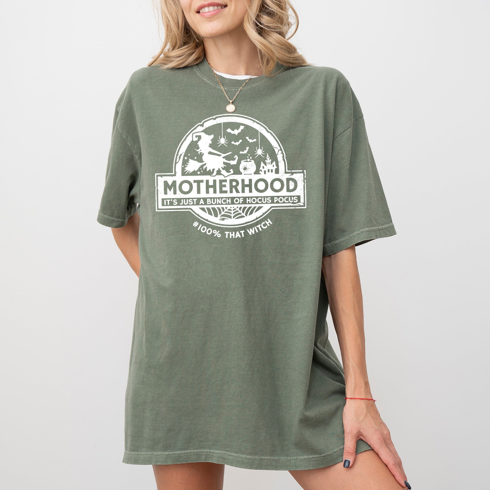 Motherhood Witch Ghost Skull Spooky Meme Halloween Costume Graphic Comfort Colors Tee