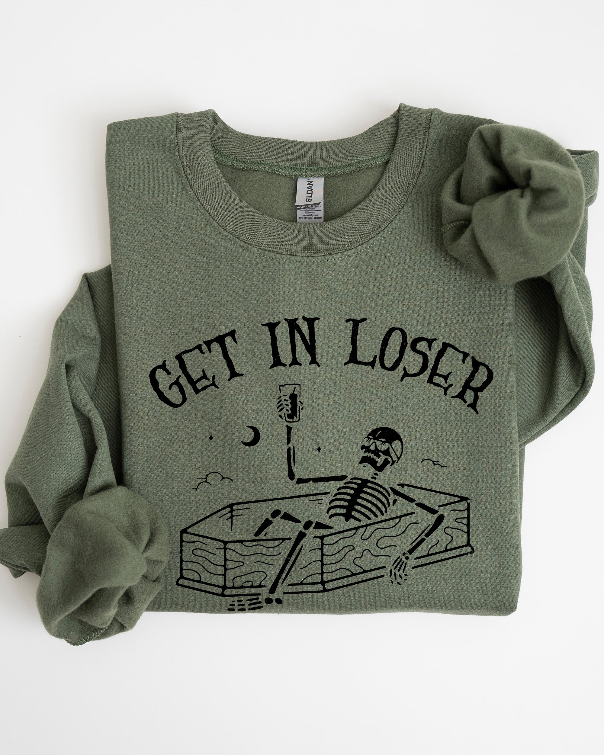 Get In Loser Skeleton Witch Ghost Skull Spooky Aesthetic Meme Halloween Costume Sweatshirt
