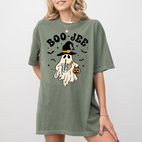 Boo-Jee Halloween Cowboy Ghost Western Skeleton Witch Skull Graphic Comfort Colors Tee