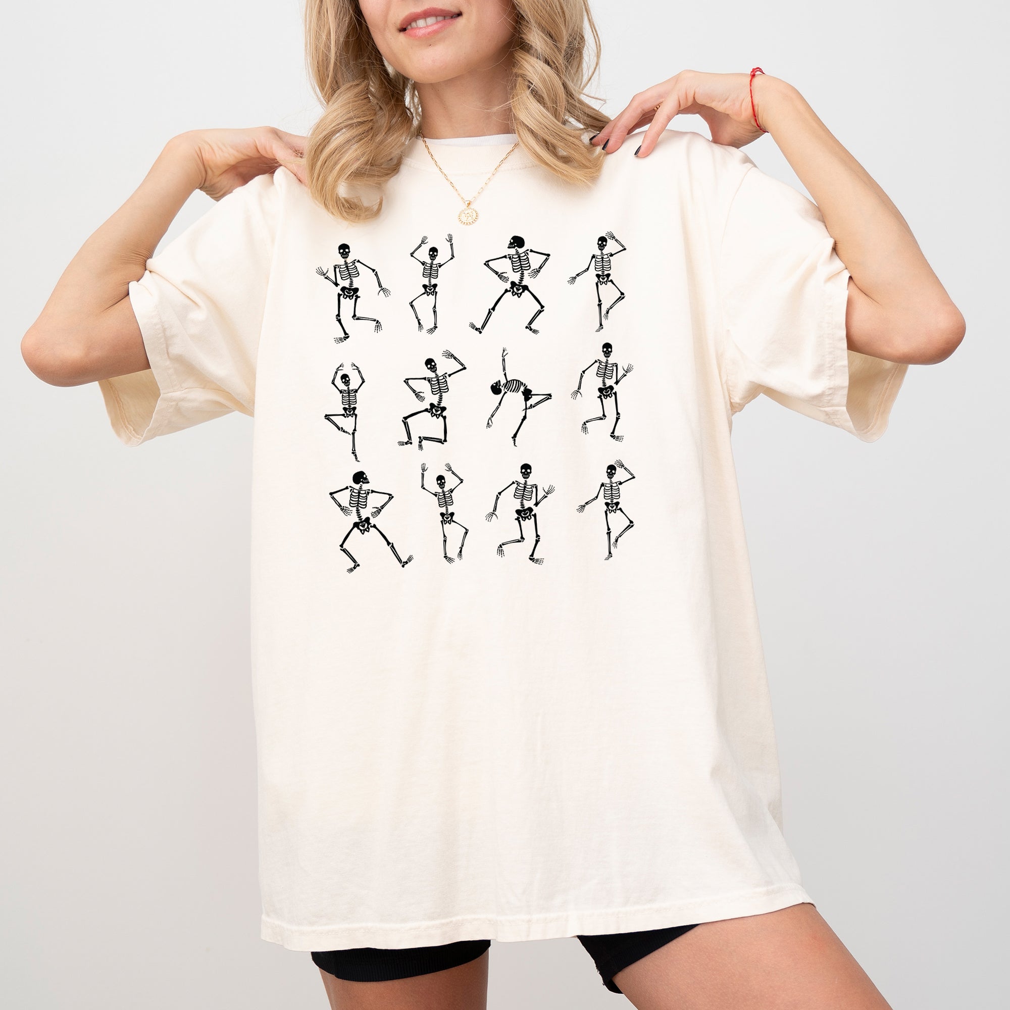 Mini Dancing Skeletons Ghost Western Witch Skull Vintage Meme Halloween Costume Comfort Colors Tee