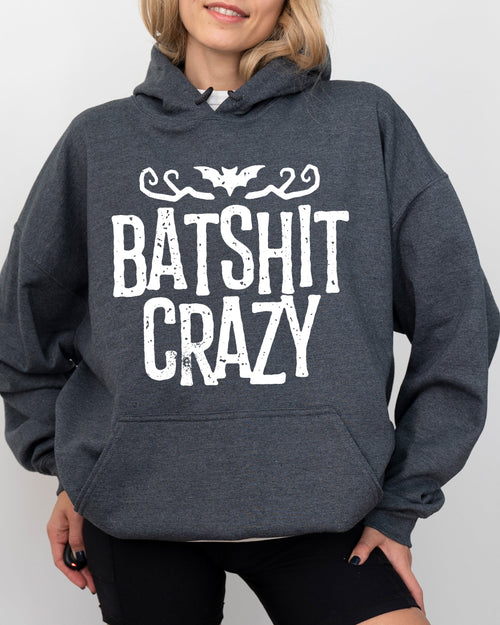 Batshit Crazy Skeletons Ghost Western Witch Skull Aesthetic Meme Halloween Costume Hooded Sweatshirt