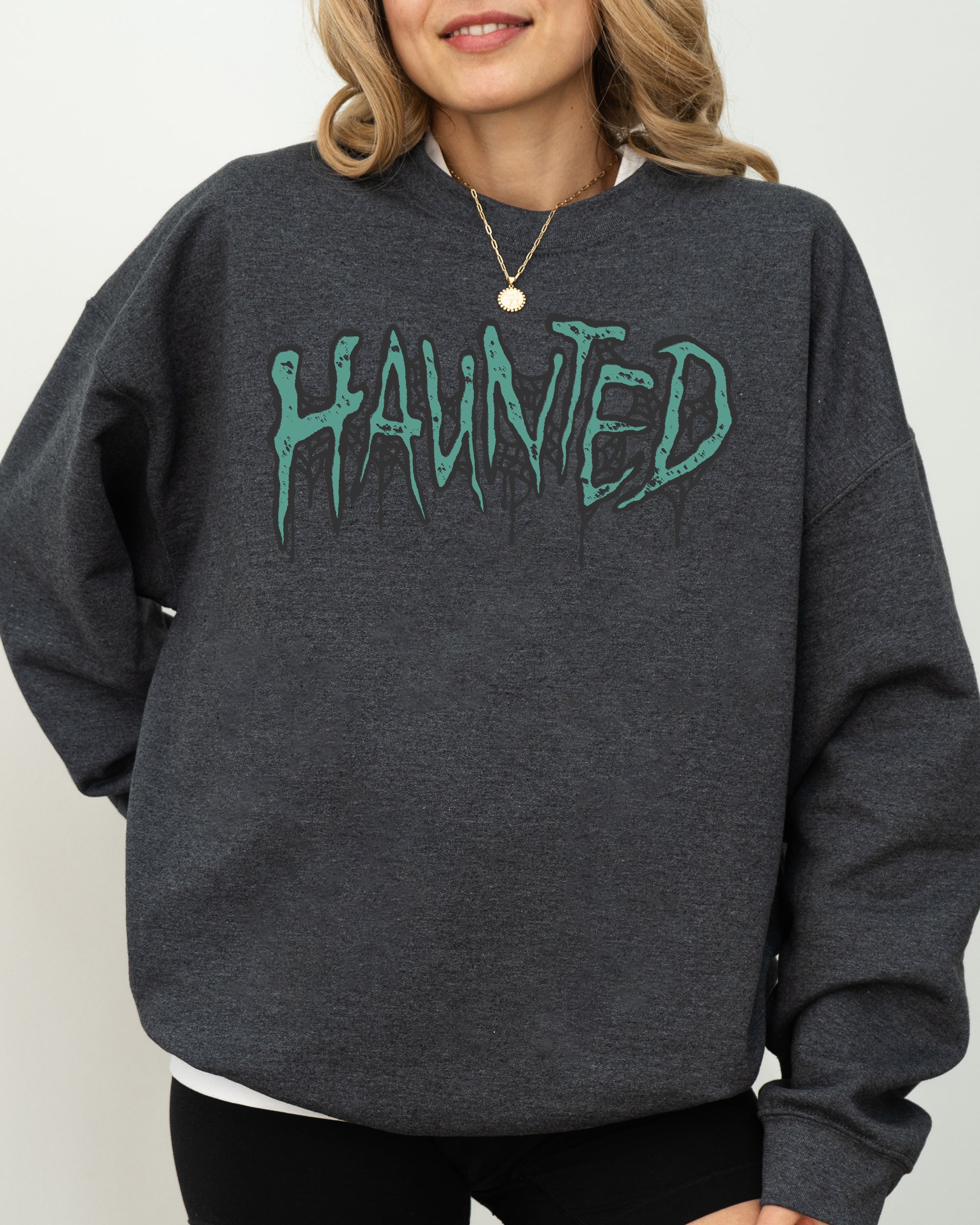 Haunted Skeleton Ghost Western Witch Skull All Hallows' Eve Halloween Costume Graphic Sweatshirt