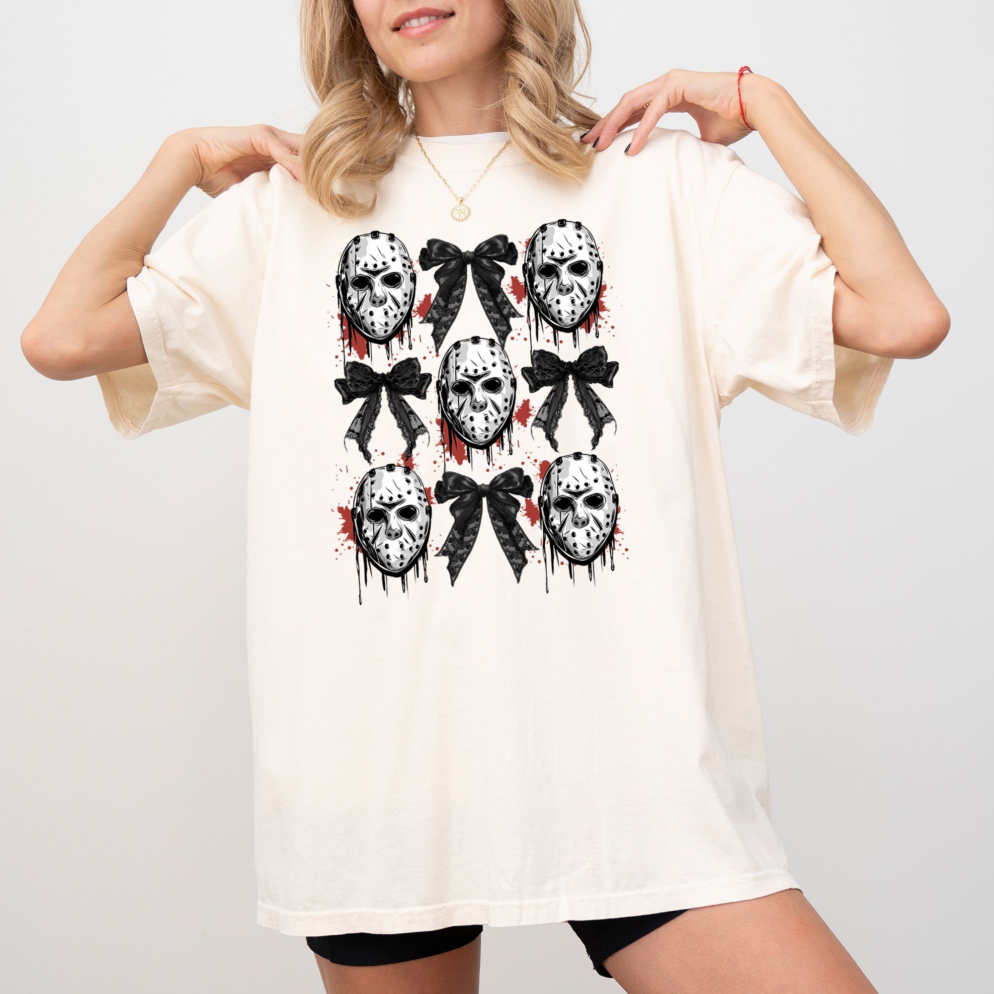 Masks and Bows Ghost Spooky Skeleton Witch Halloween Meme Costume Comfort Colors Tee