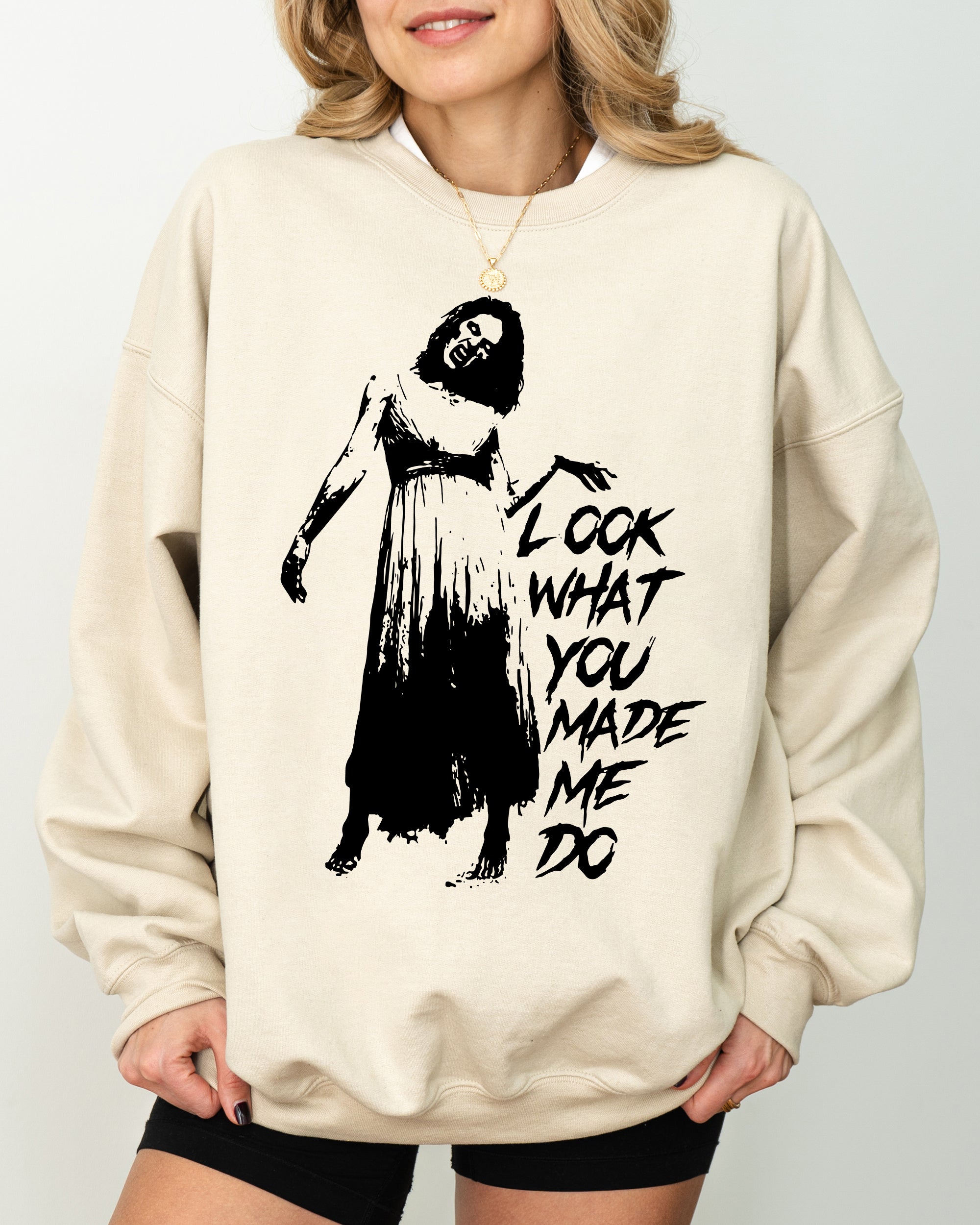 Look What You Made Me Do Skeleton Ghost Spooky Scary Western Witch Aesthetic Meme Halloween Costume Sweatshirt