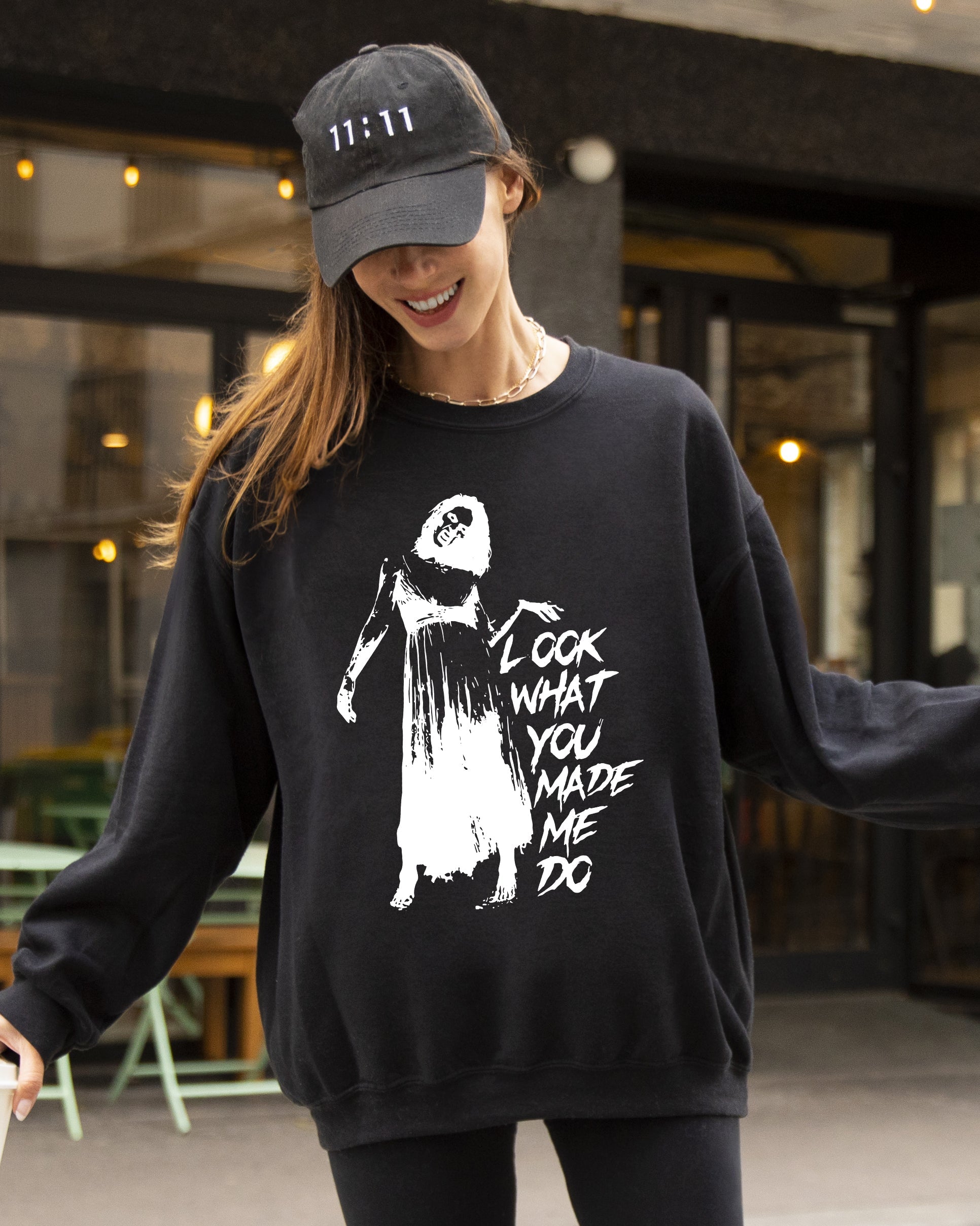 Look What You Made Me Do Skeleton Ghost Spooky Scary Western Witch Aesthetic Meme Halloween Costume Sweatshirt