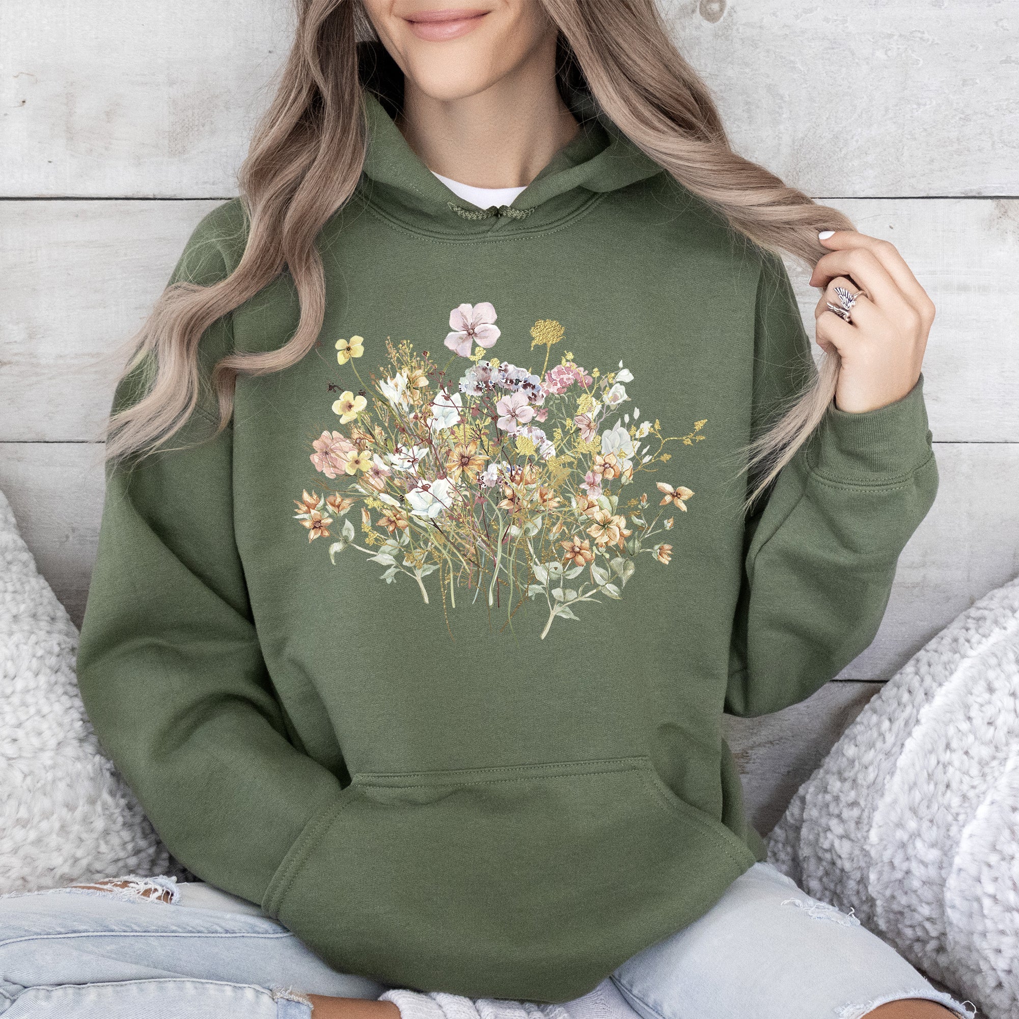 Meadow Pressed Flowers Hoodie