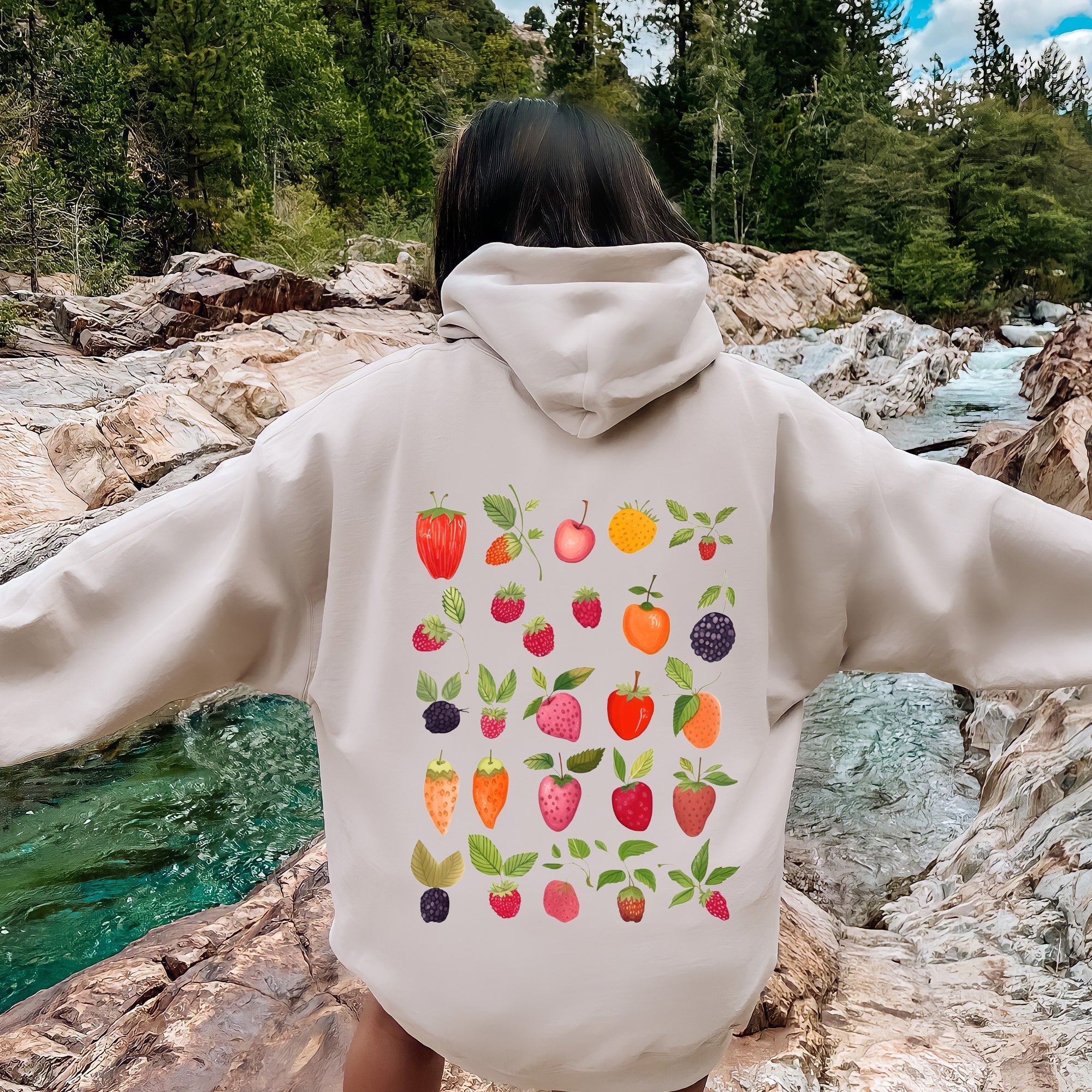 Fruity Delight Colorful Berries Illustrated Graphic Artwork Collection Edition Hoodie