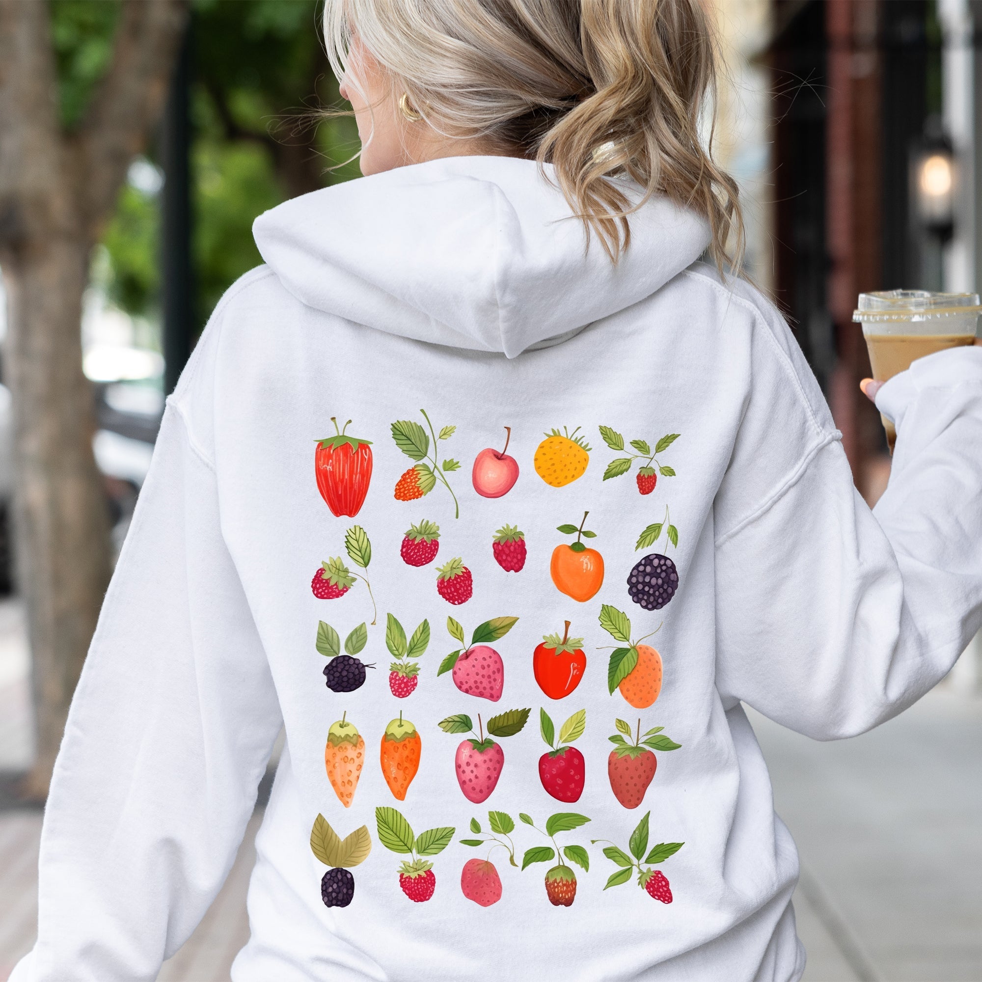 Fruity Delight Colorful Berries Illustrated Graphic Artwork Collection Edition Hoodie