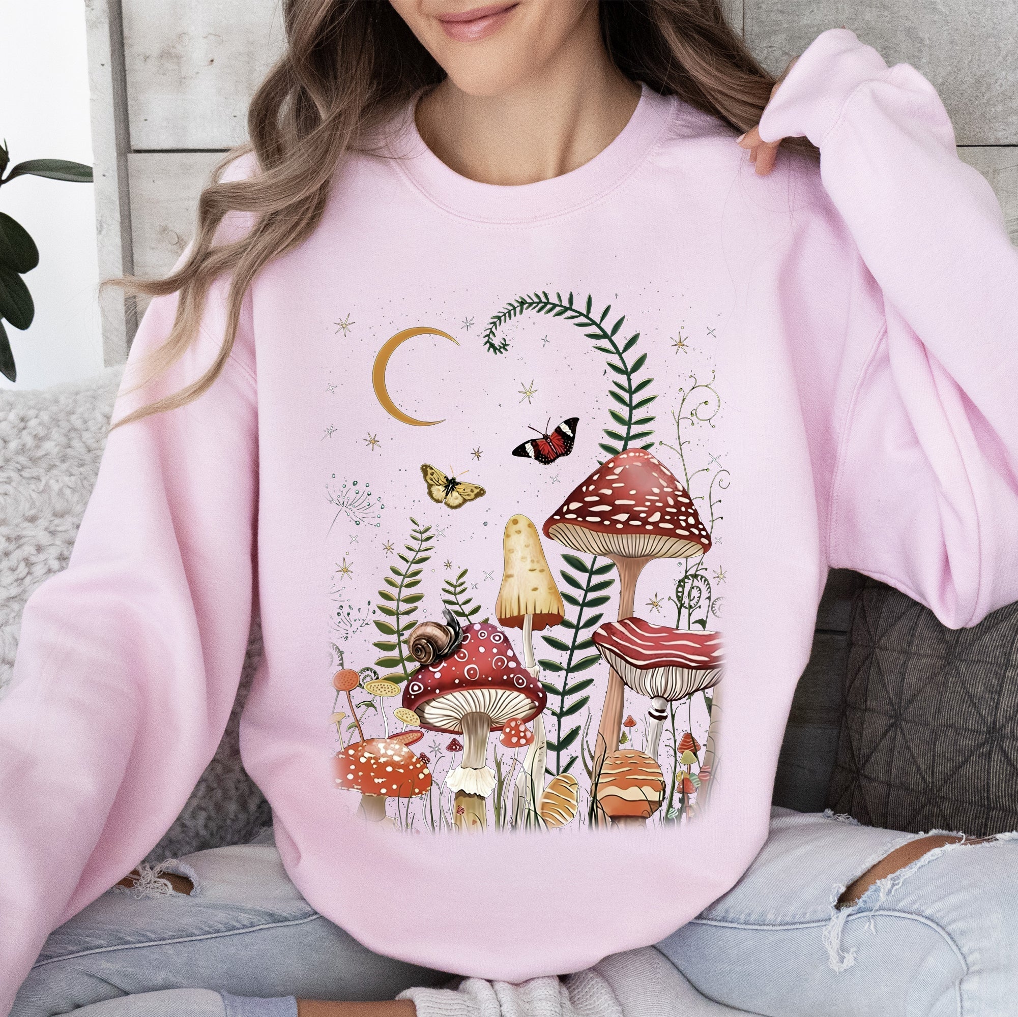 Mystical Mushroom Forest Moonlit Glade Spirit Realm Edition Nature Inspired Sweatshirt