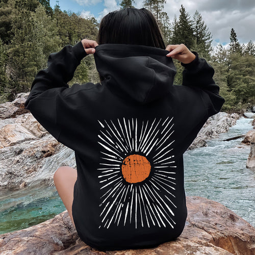 Boho Starburst Celestial Retro Night Sky Mandala With Cosmic Dreams And Vintage Glow Hoodie
