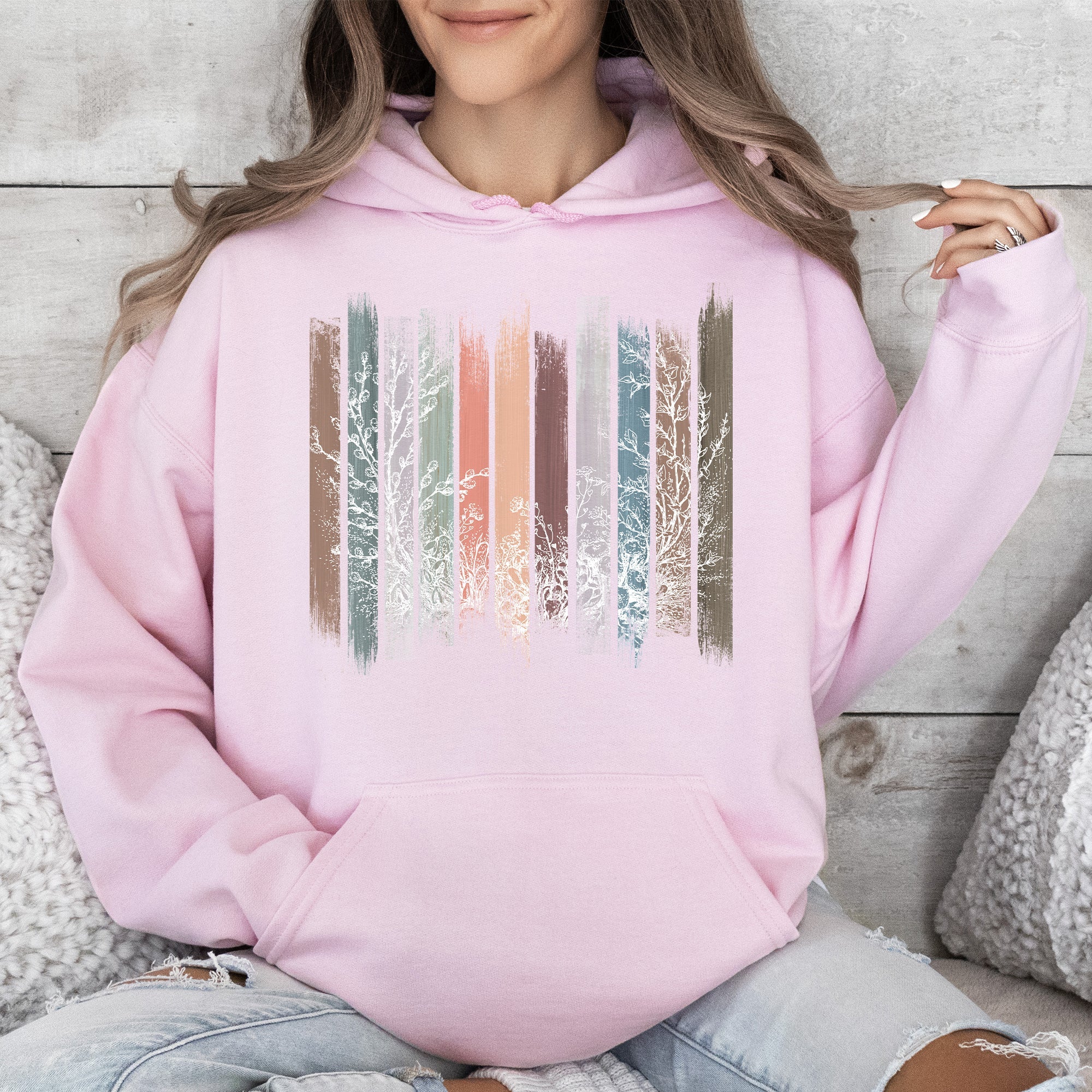 Meadow Vines And Flowers Nature Botanical Stripes Garden Edition Studio Graphic Hoodie