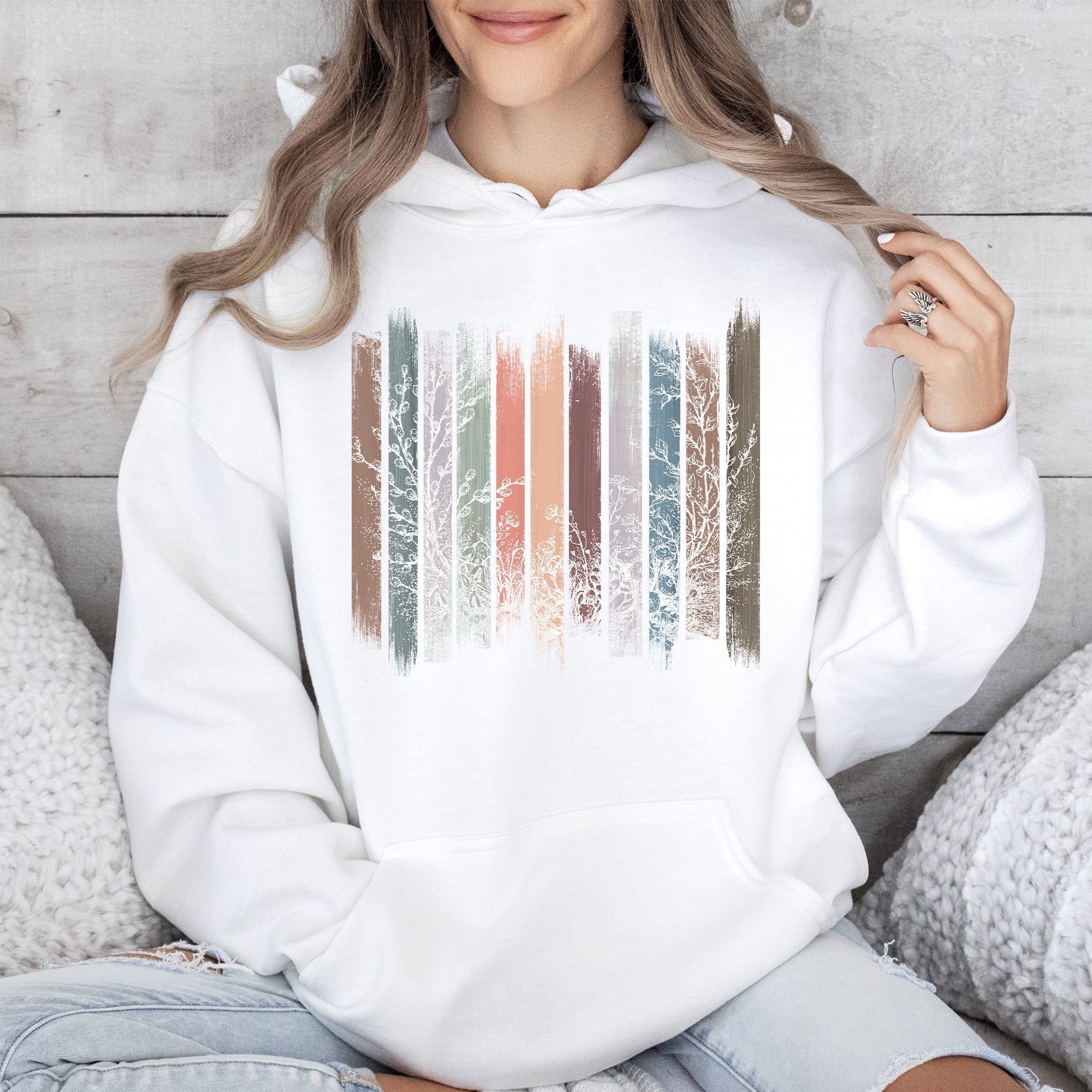 Meadow Vines And Flowers Nature Botanical Stripes Garden Edition Studio Graphic Hoodie