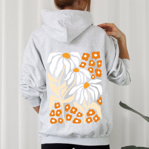 Boho Daisies And Retro Floral Bohemian Petal Motif Vintage Botanical Artwork Hoodie