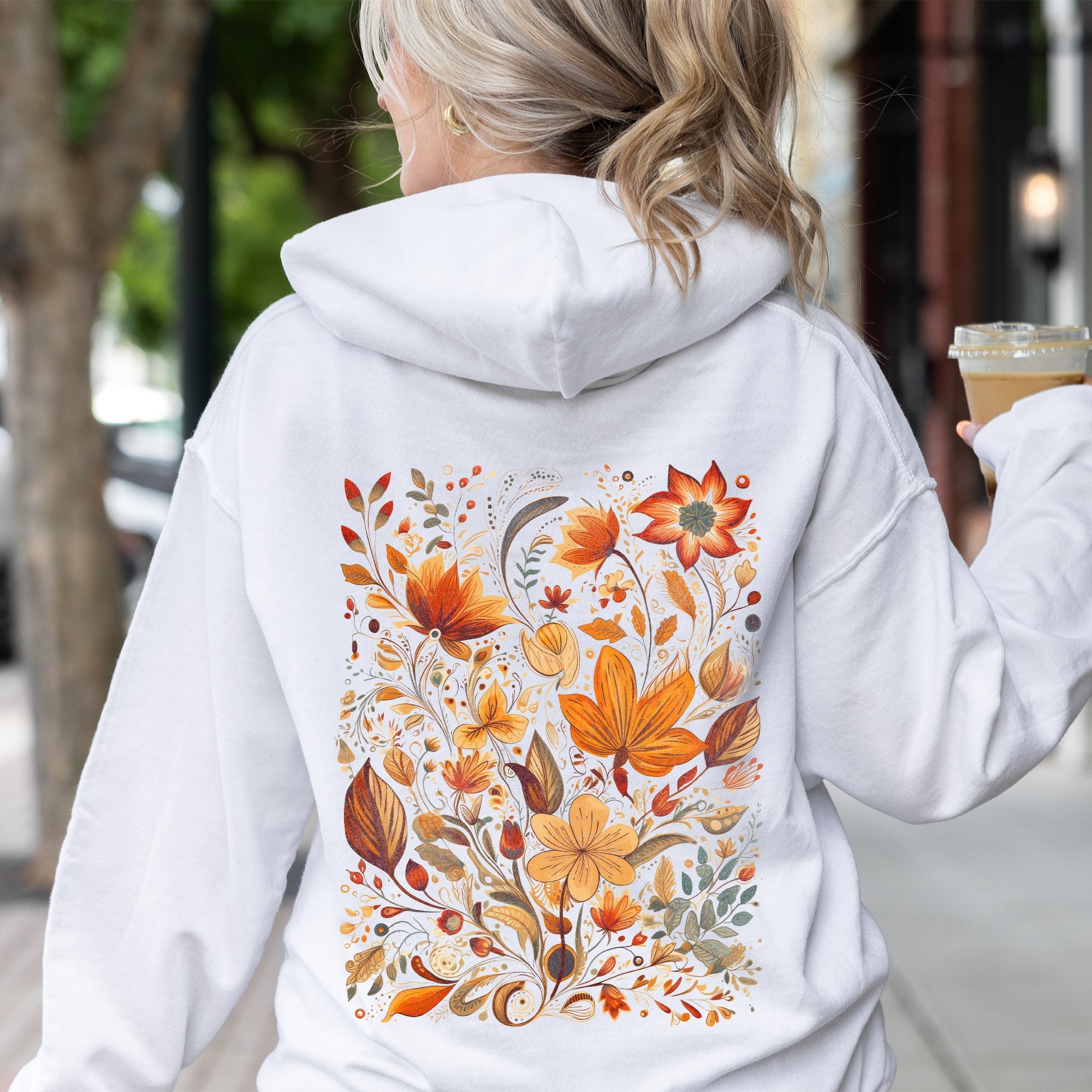 Boho Floral Pattern Natural Colors Flower Botanical Garden Motif Inspired By Vintage Botanical Artwork Graphic Hoodie