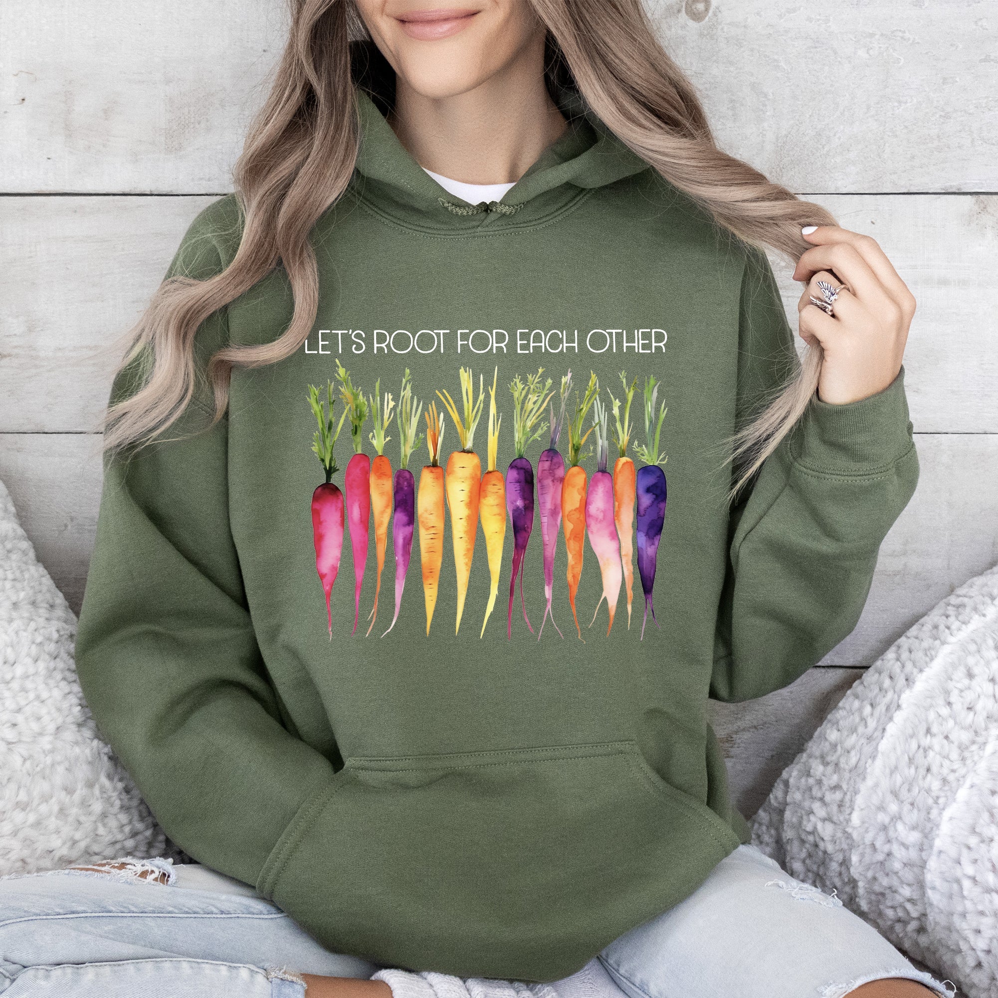 Let's Root For Each Other Gardening Vegetables Garden Lovers Veggie Enthusiasts Graphic Hoodie