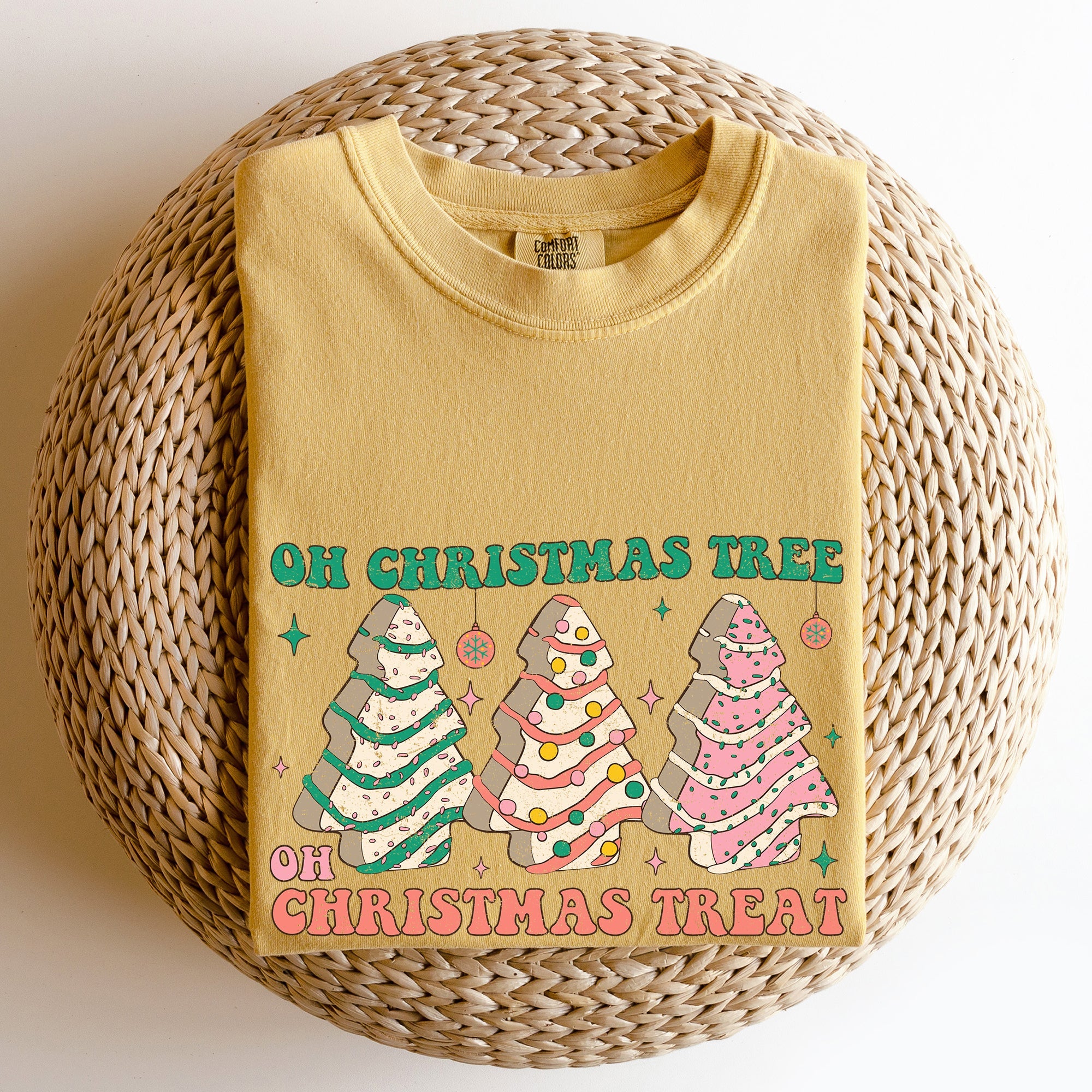 Oh Christmas Tree Treat Snack Little Debbie Nostalgic Holiday Dessert Memory Lane Comfort Colors Tee