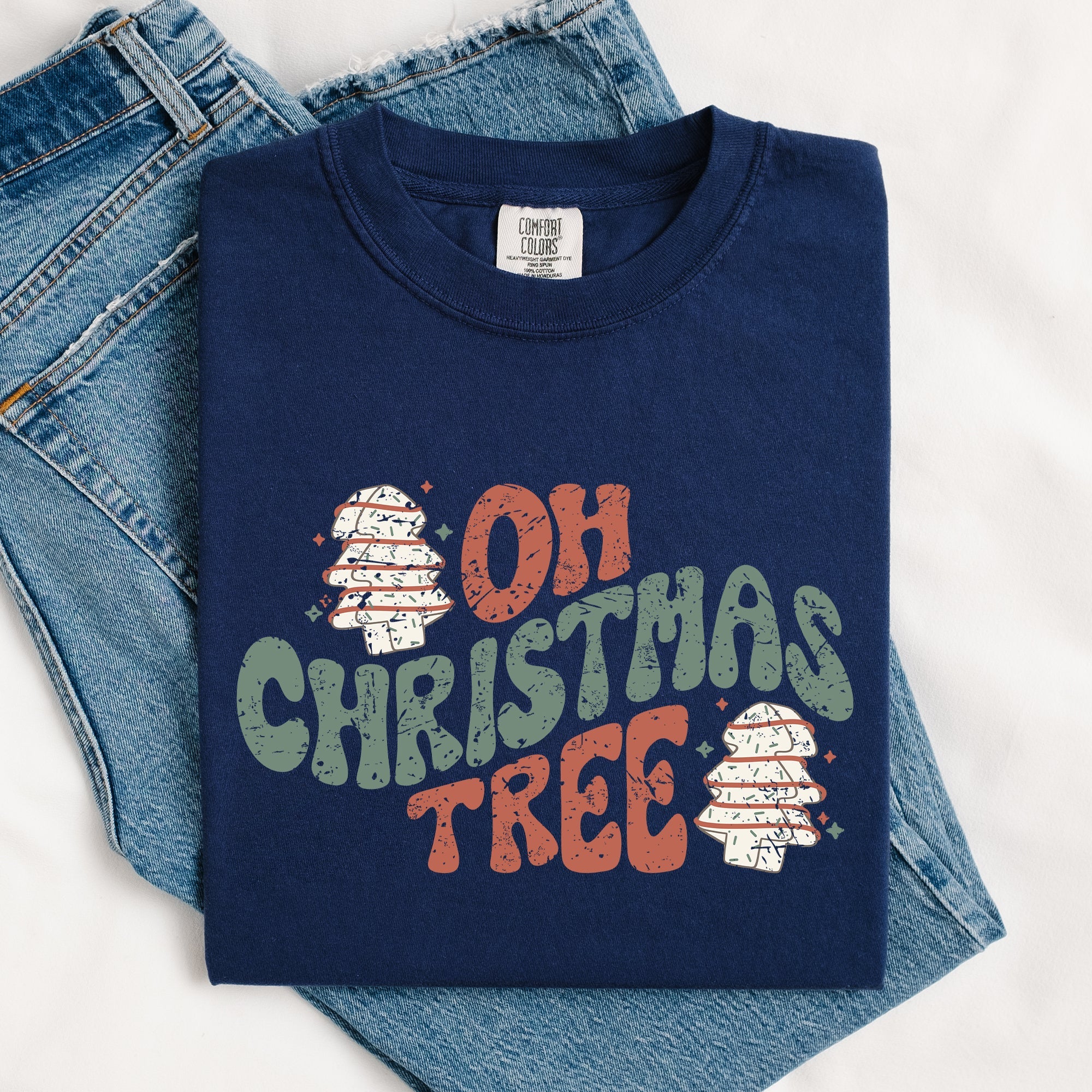 Oh Christmas Tree Cakes Snacks Winter Santa Xmas Cheerful Holiday Comfort Colors Tee