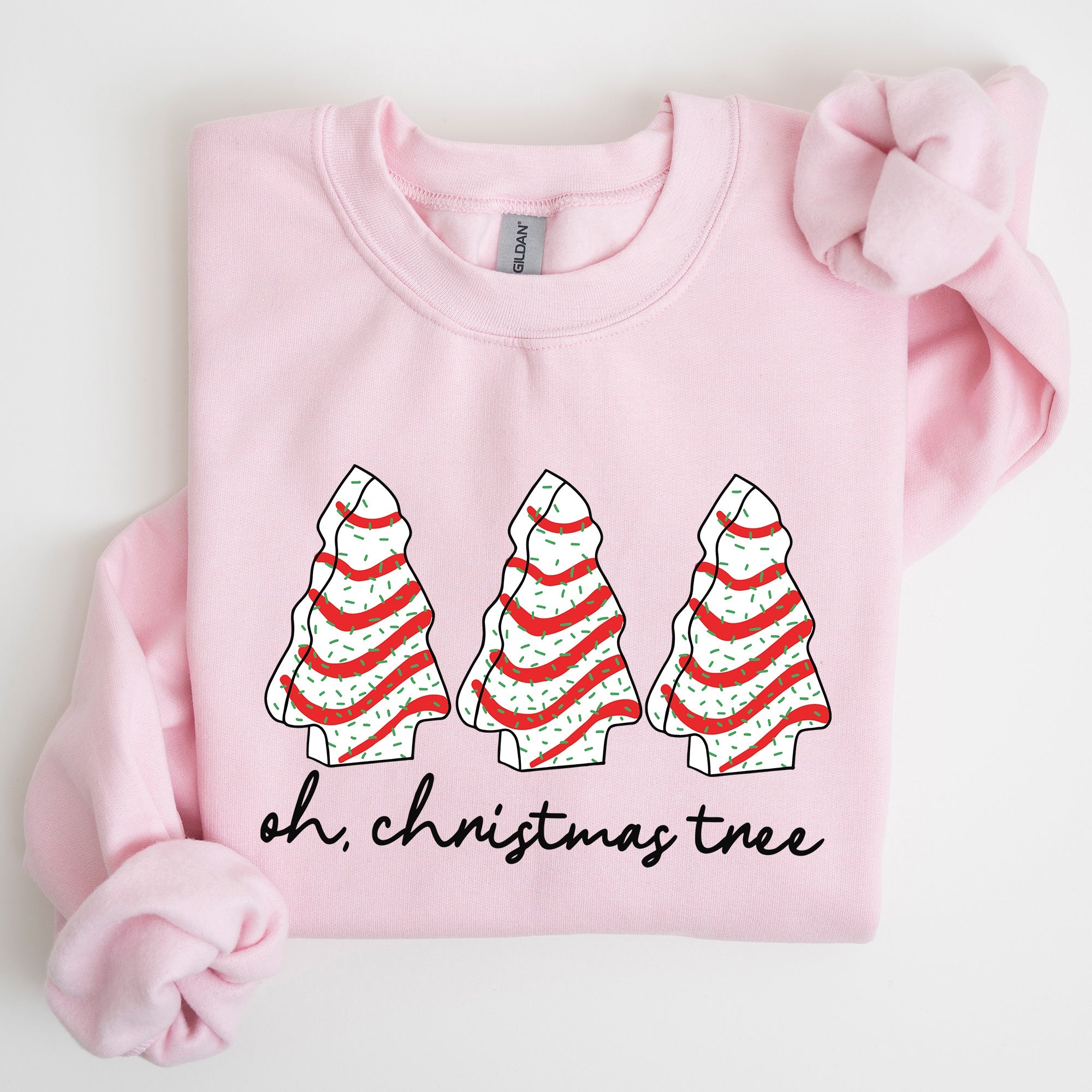 Oh Christmas Tree Cakes Winter Snacks Santa Snow Xmas Holiday Cheer Festive Sweatshirt