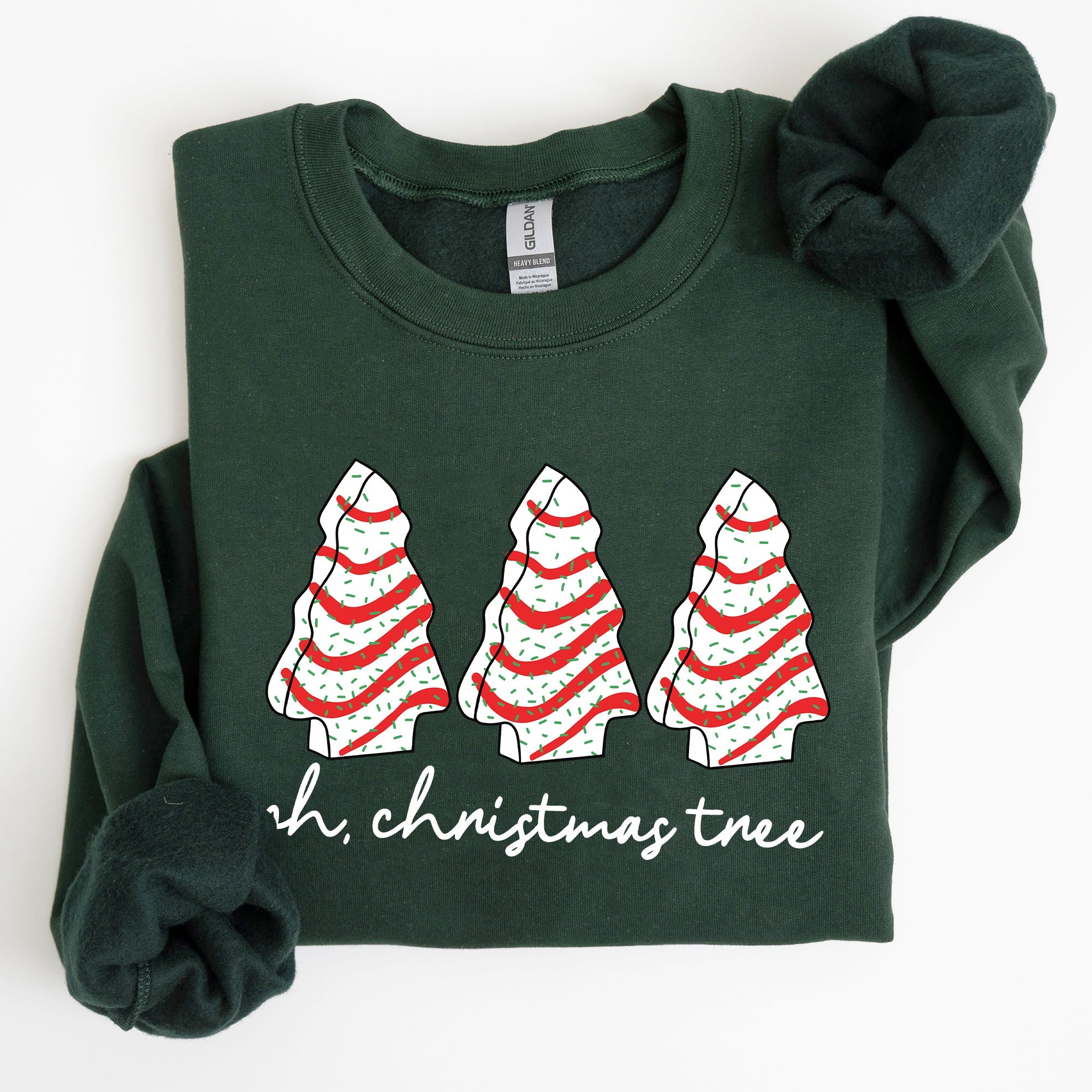Oh Christmas Tree Cakes Winter Snacks Santa Snow Xmas Holiday Cheer Festive Sweatshirt