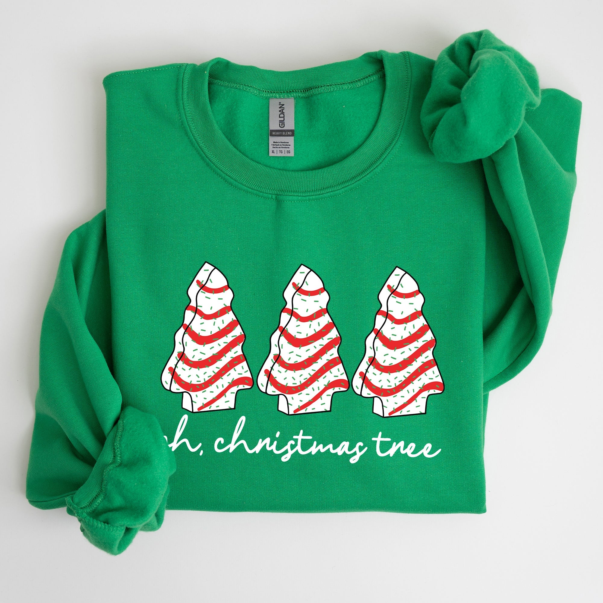 Oh Christmas Tree Cakes Winter Snacks Santa Snow Xmas Holiday Cheer Festive Sweatshirt