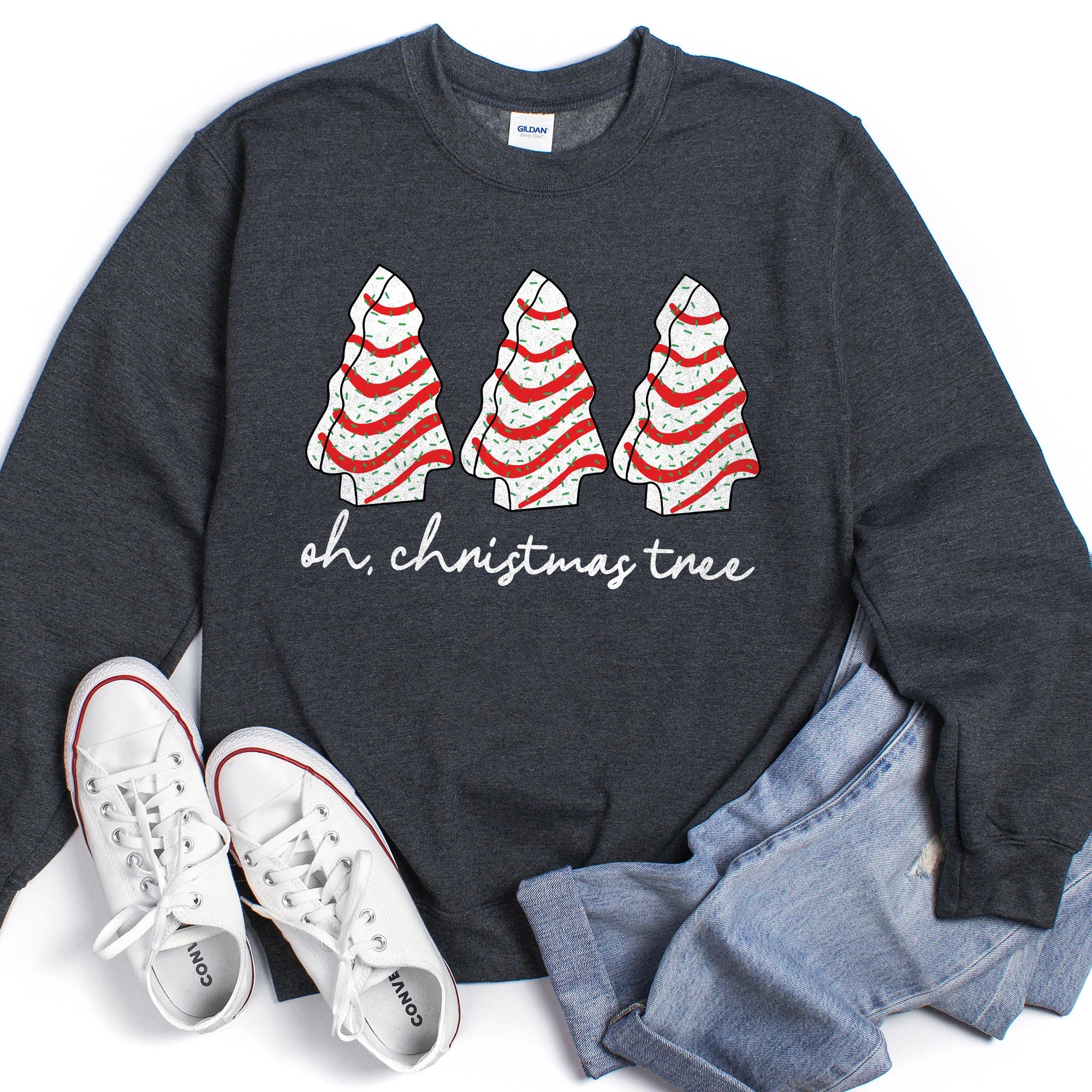 Oh Christmas Tree Snack Little Debbie Christmas Festive Print Vintage Sweatshirt