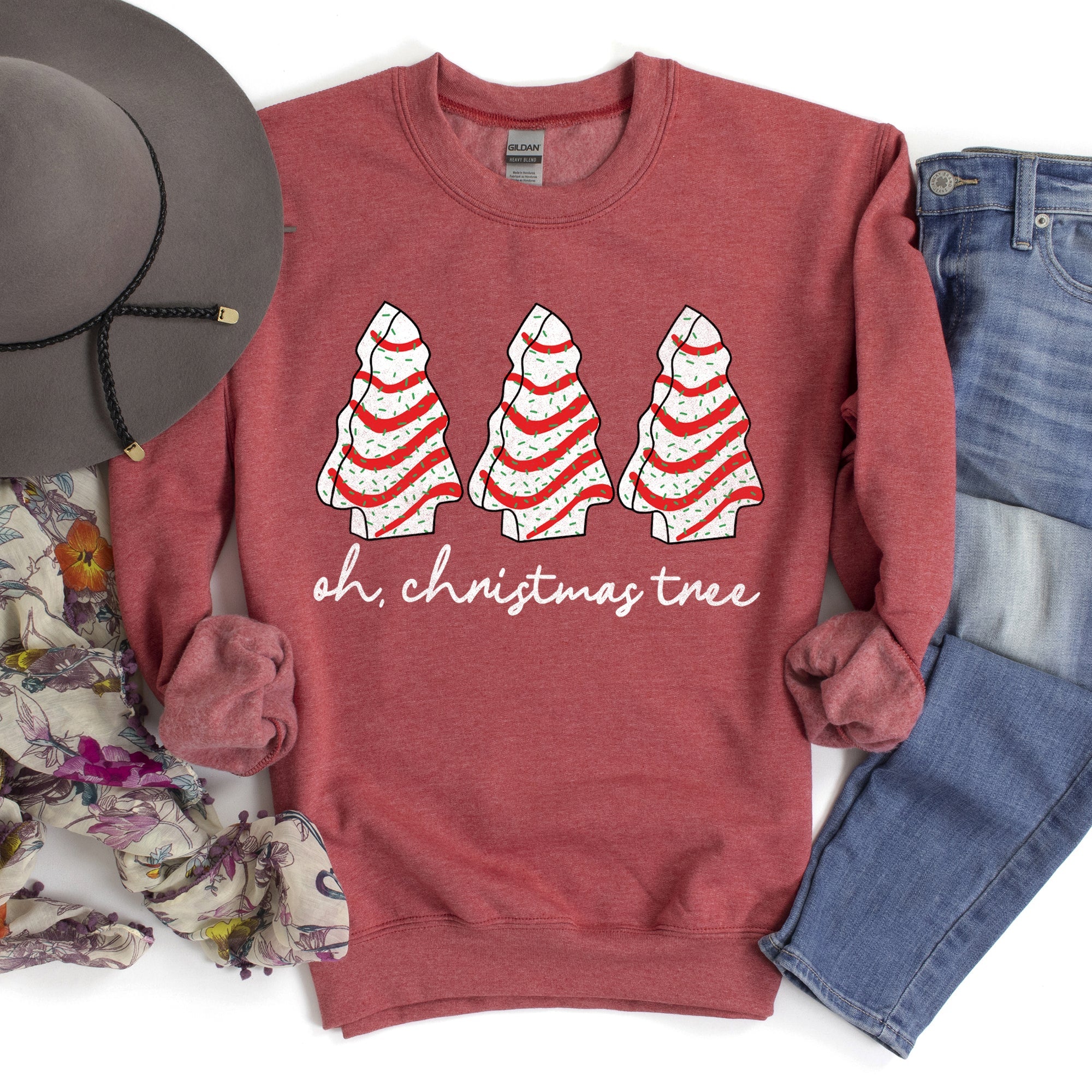 Oh Christmas Tree Snack Little Debbie Christmas Festive Print Vintage Sweatshirt