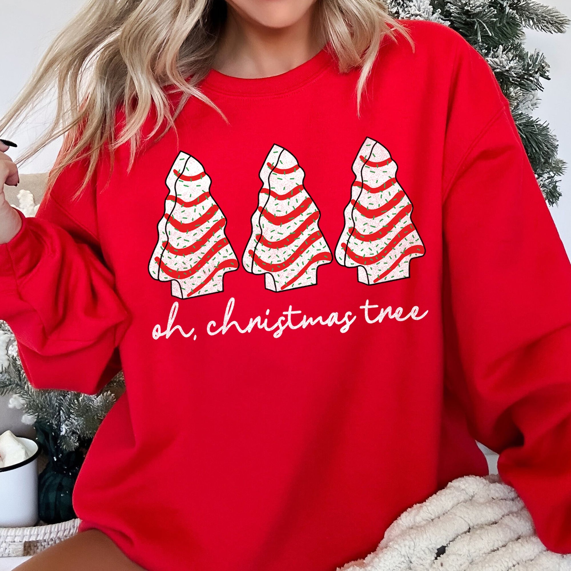 Oh Christmas Tree Snack Little Debbie Christmas Festive Print Vintage Sweatshirt