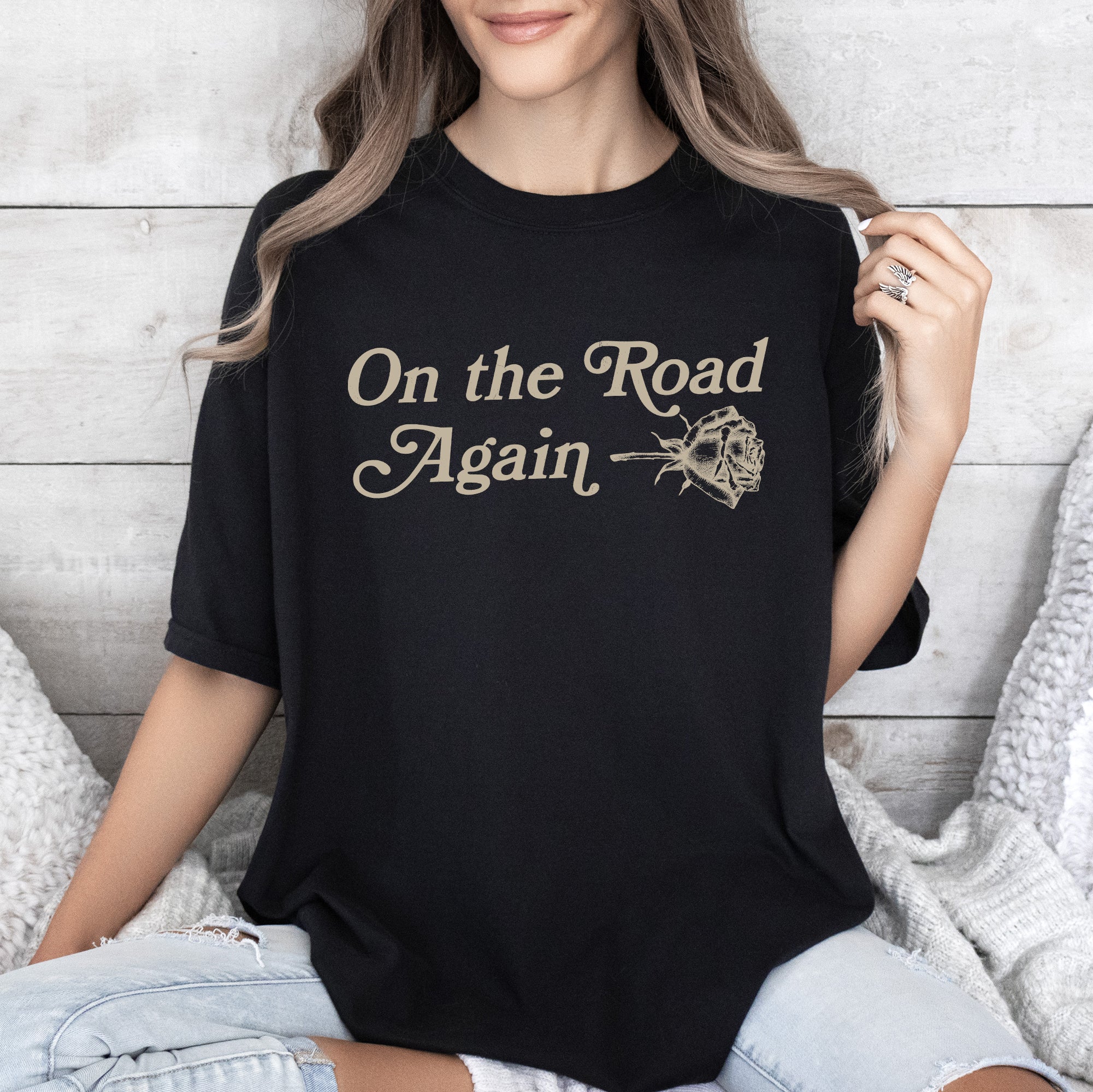 On The Road Again, Roses, Western, Cowboy, Willie Collection Edition Comfort Colors Tee