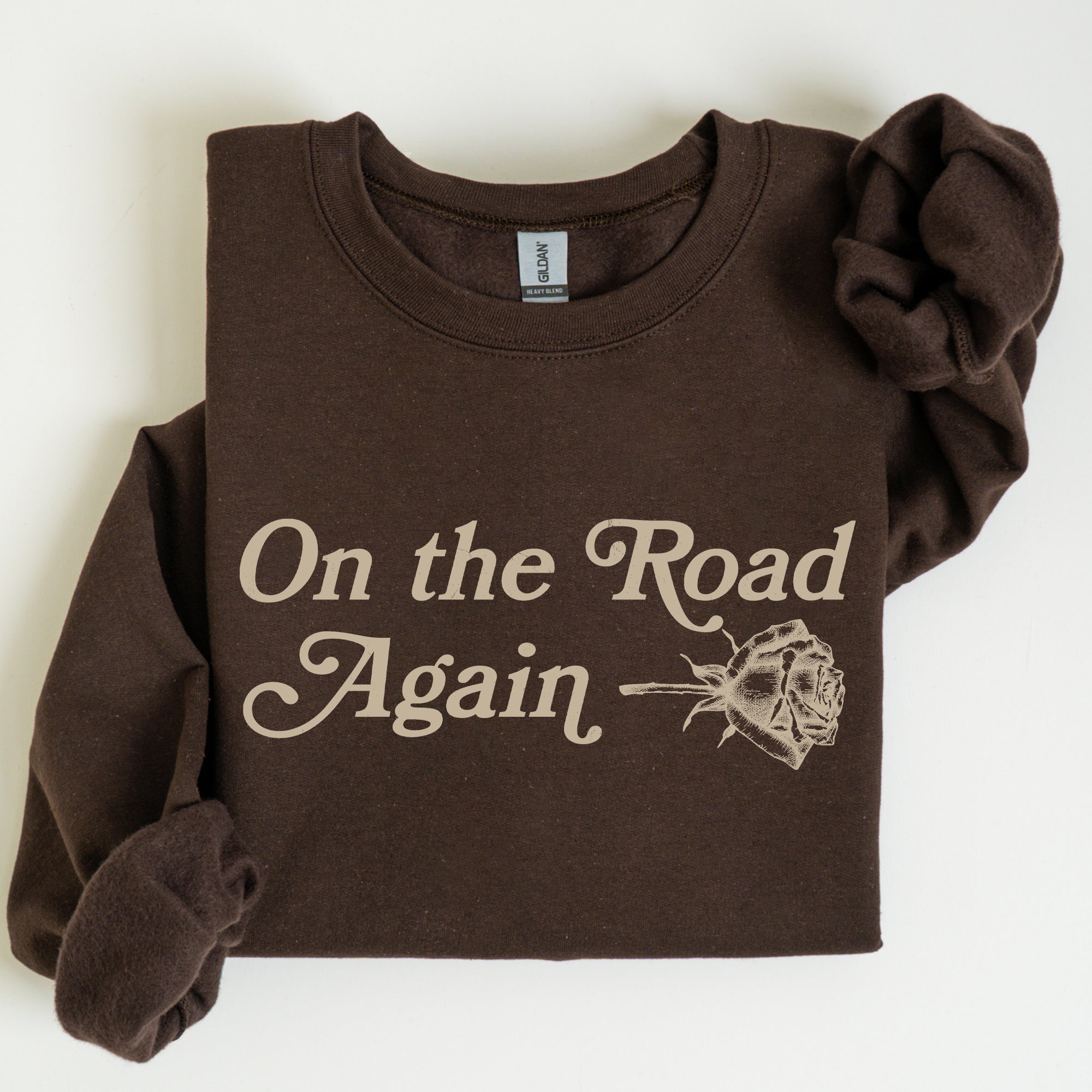 On The Road Again Roses Western Cowboy Willie Road Trip Theme Vintage Country Music Sweatshirt