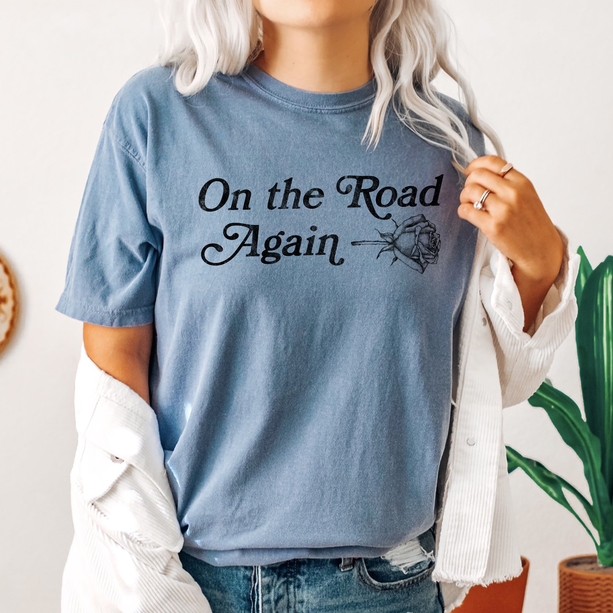 On The Road Again, Roses, Western, Cowboy, Willie Collection Edition Comfort Colors Tee