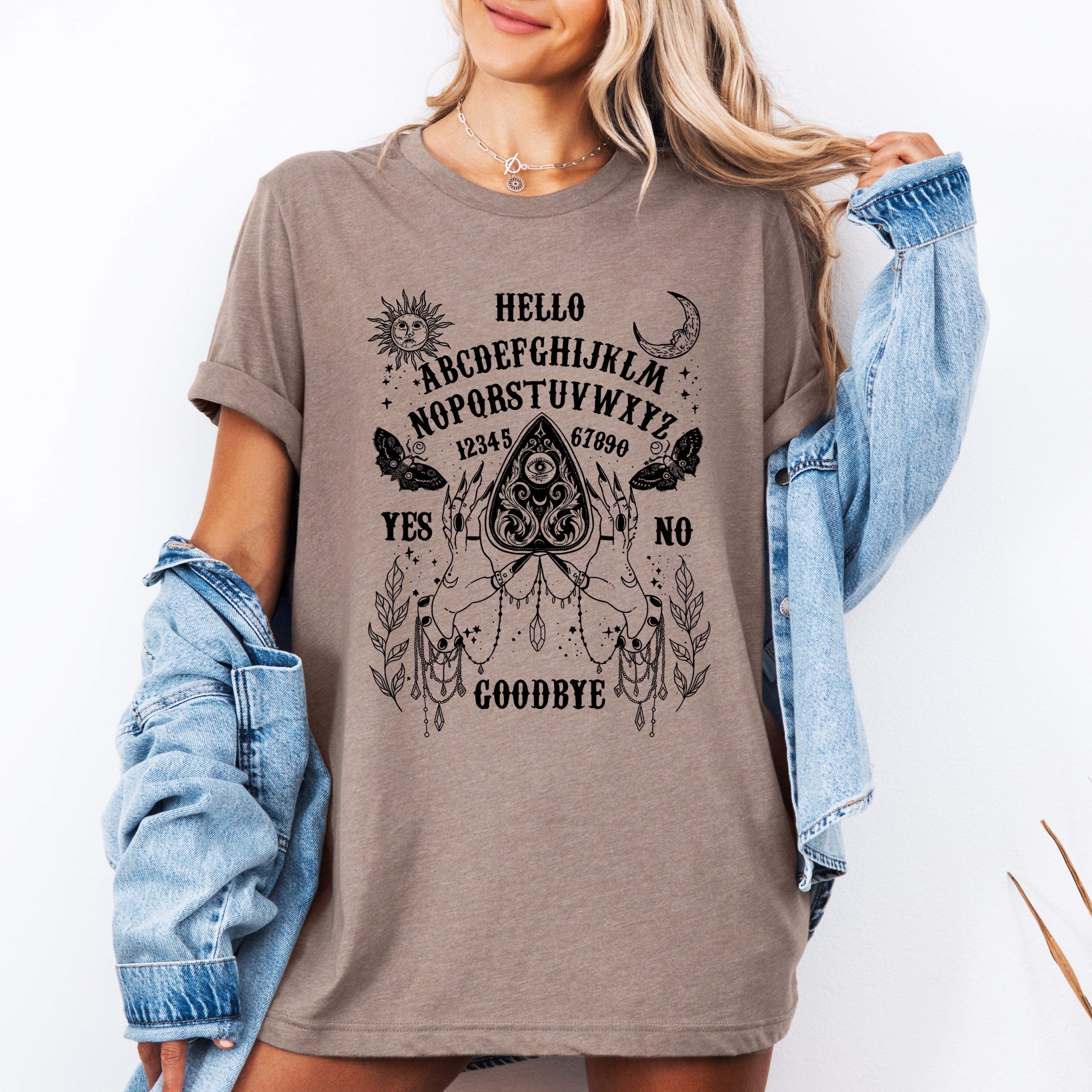 Ouija Board Spooky Tarot Halloween Witch Seance Mystic Occult Gothic Graphic Tee