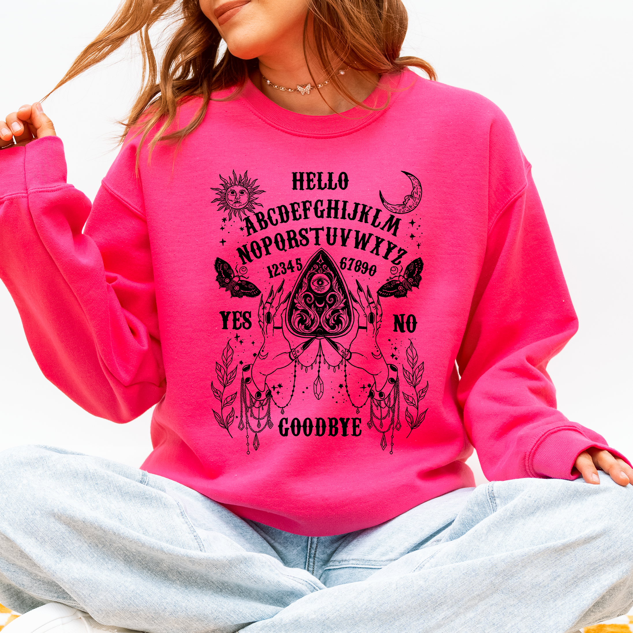 Ouija Board Spooky Tarot Halloween Witch Mystic Symbols Divination Circle Edition Sweatshirt