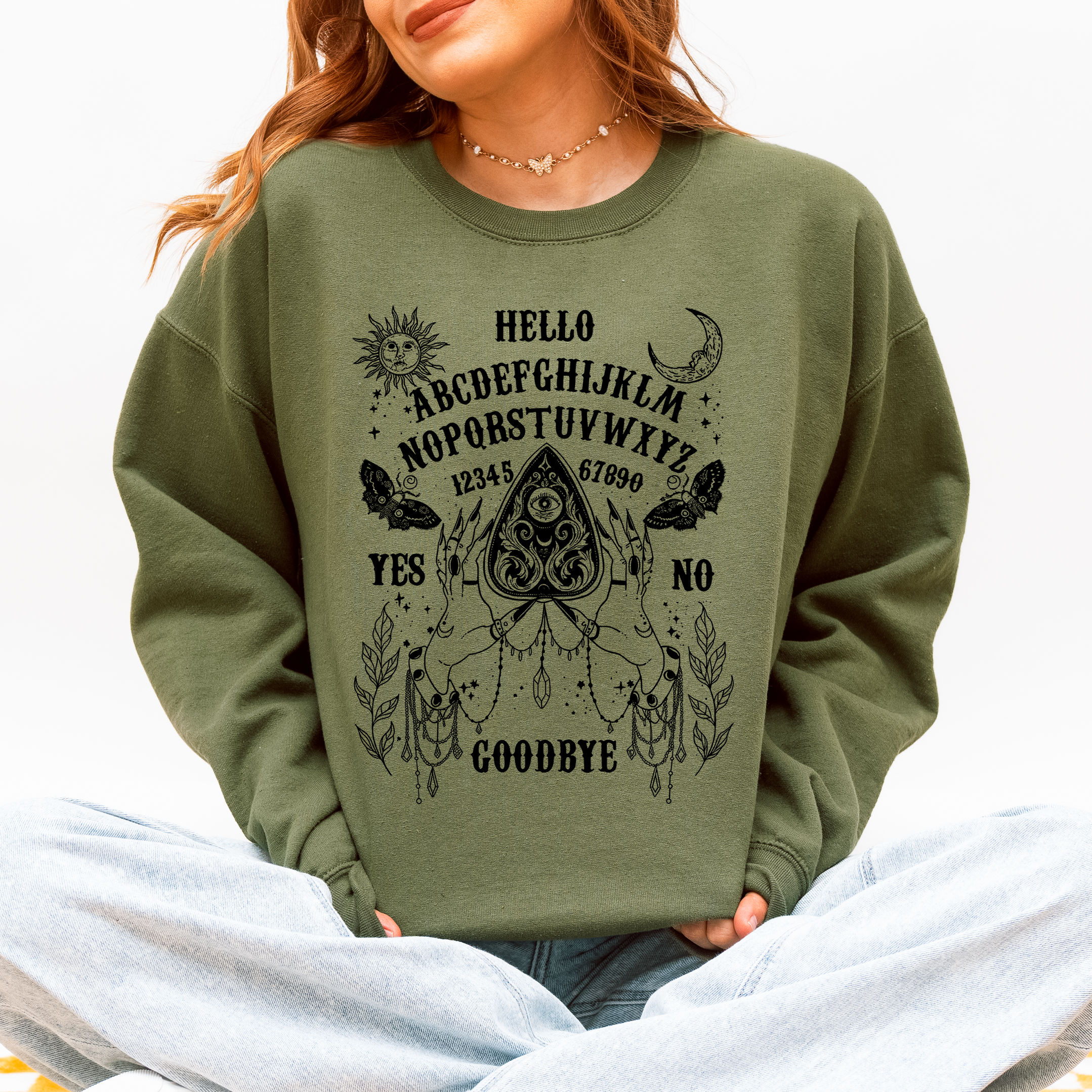 Ouija Board Spooky Tarot Halloween Witch Mystic Symbols Divination Circle Edition Sweatshirt