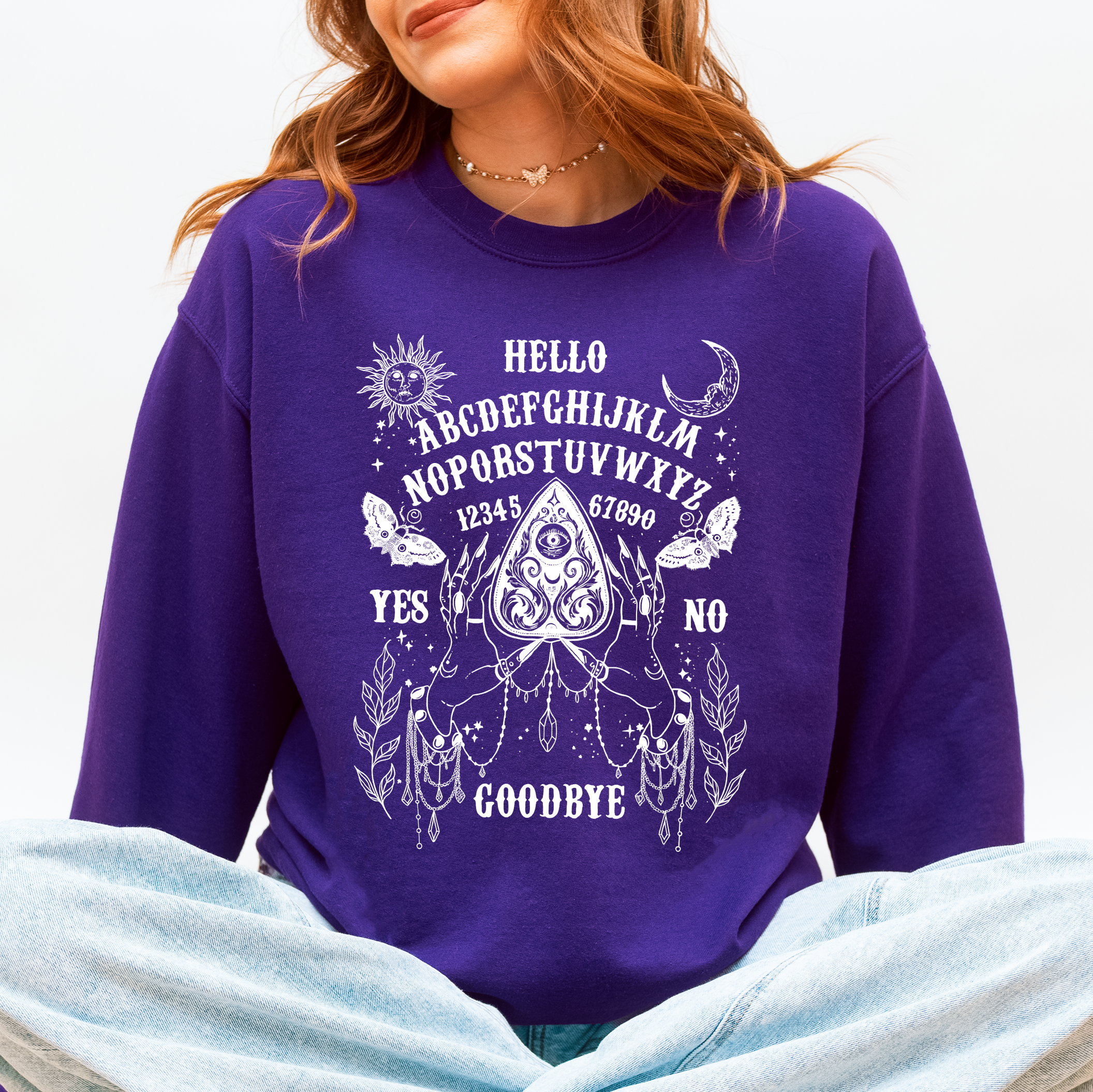 Ouija Board Spooky Tarot Halloween Witch Mystic Symbols Divination Circle Edition Sweatshirt