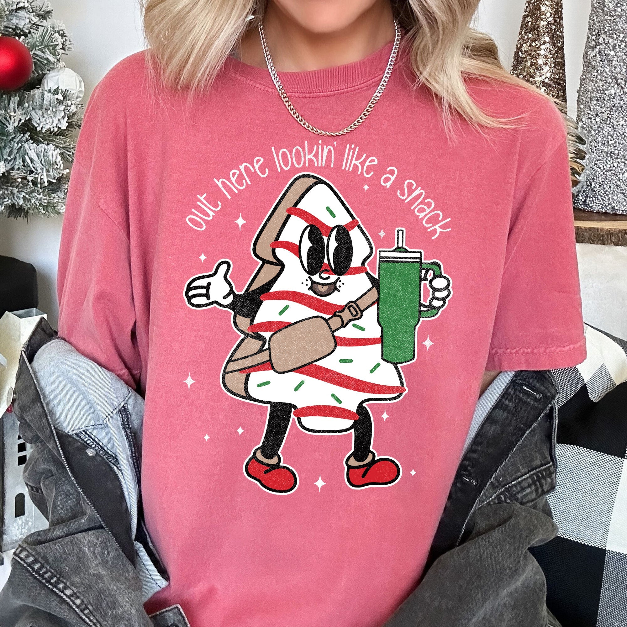 Out Here Looking Like A Snack Christmas Tree Little Debbie Bougie Comfort Colors Tee